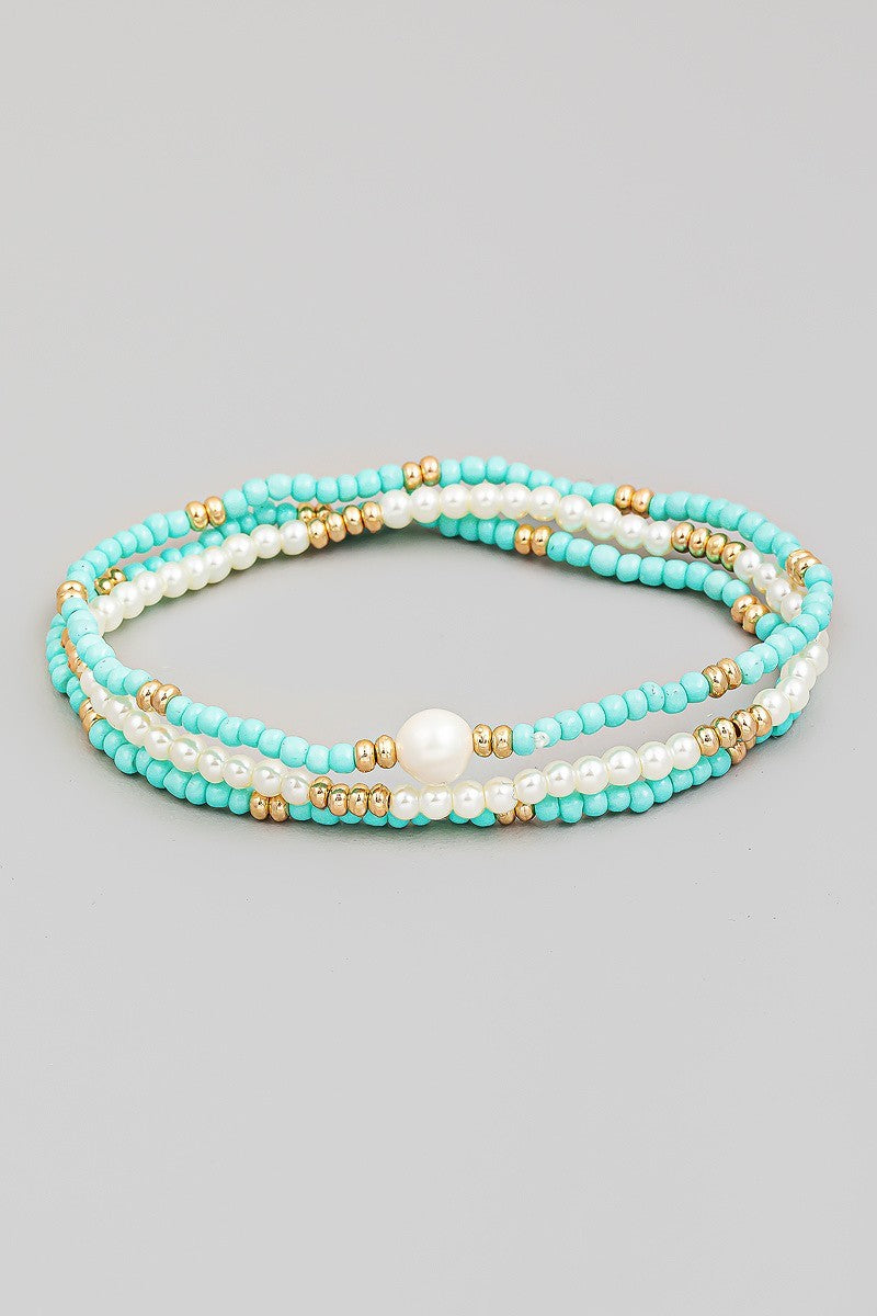 FMB055 Turquoise Beaded Jewelry Set for Women - Elegant Necklace & Bracelet Combo for Parties, Weddings & Special Occasions