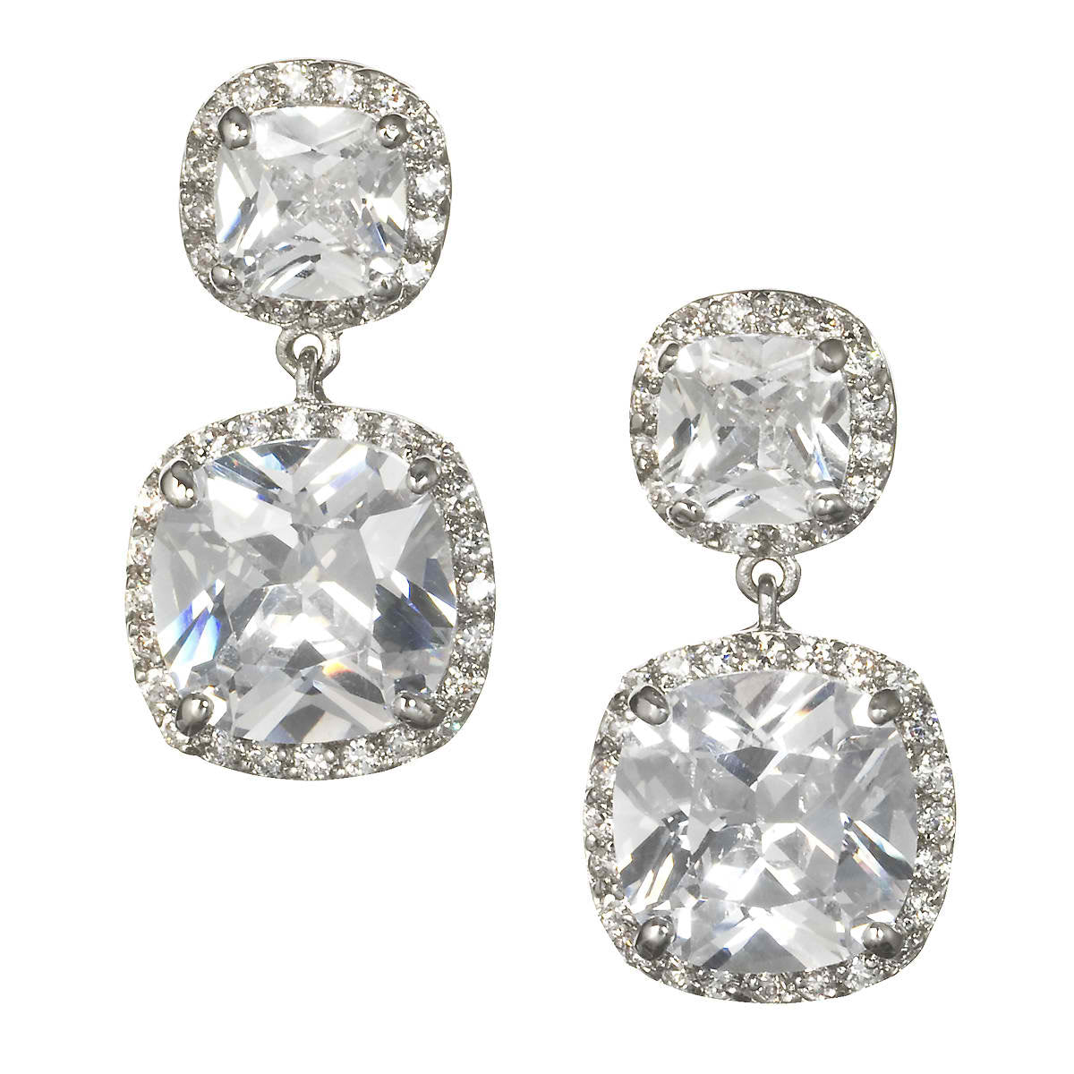 Doria Cushion Cut Bridal Drop Earrings for Women - Elegant Wedding Jewelry - Perfect for Brides, Prom, Evening Gala & Special Occasions