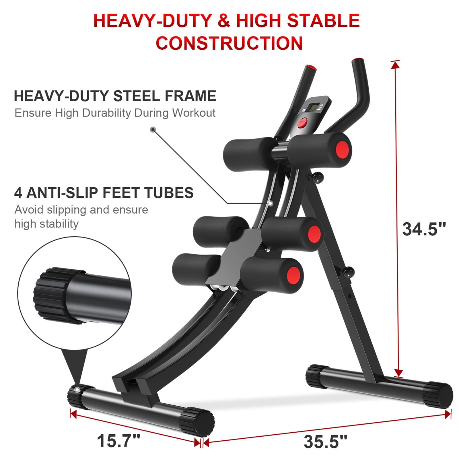 KESHWELL Ab Machine - Adjustable Abdominal Cruncher for Home Gym, Core Workout Equipment with Resistance Bands & LCD Display | Full Body Exercise for Women & Men | Perfect for Toning Abs, Waist Training and Strength Building at Home