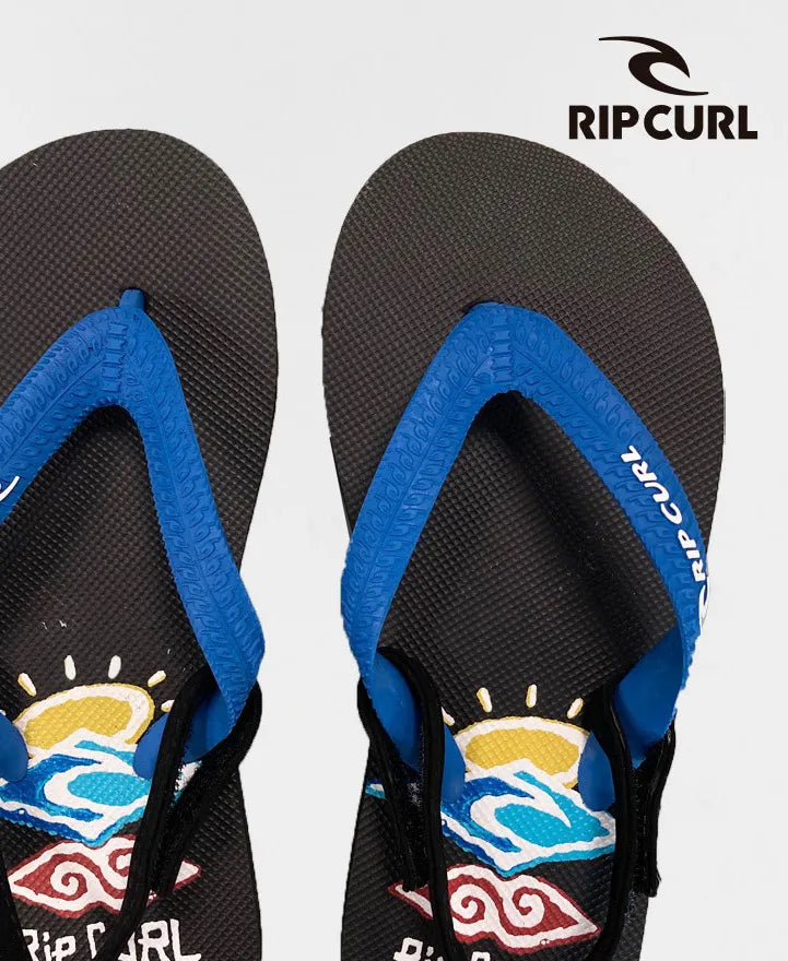 Rip Curl RCC K Th Painted Searcher Flip Flops - Black & Blue - Comfortable Beach Sandals for Men & Women | Perfect for Pool, Beach, and Summer Vacations