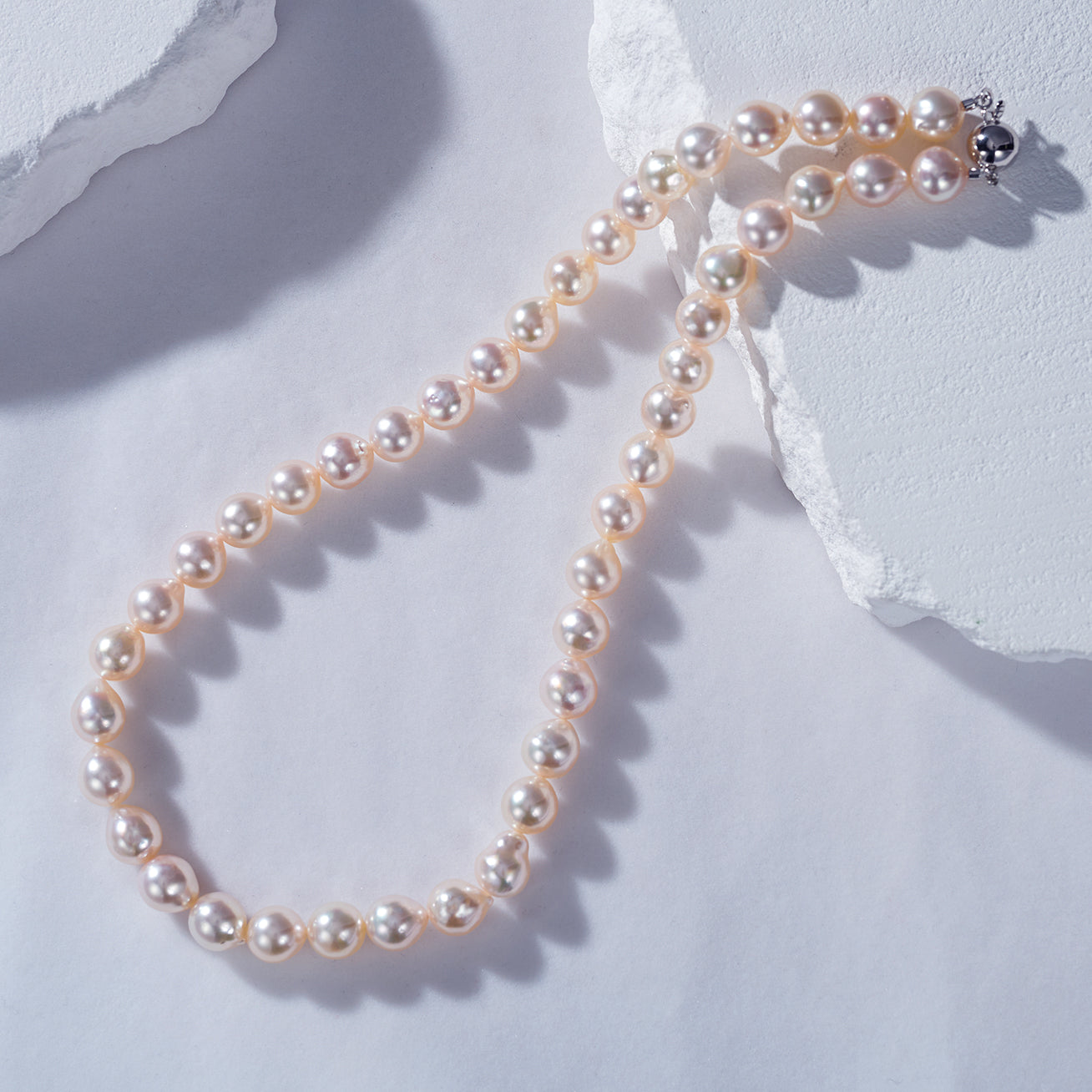 18K Gold Baroque Akoya Pearl Necklace - Elegant Lustrous Jewelry for Women, Perfect for Weddings, Parties & Special Occasions