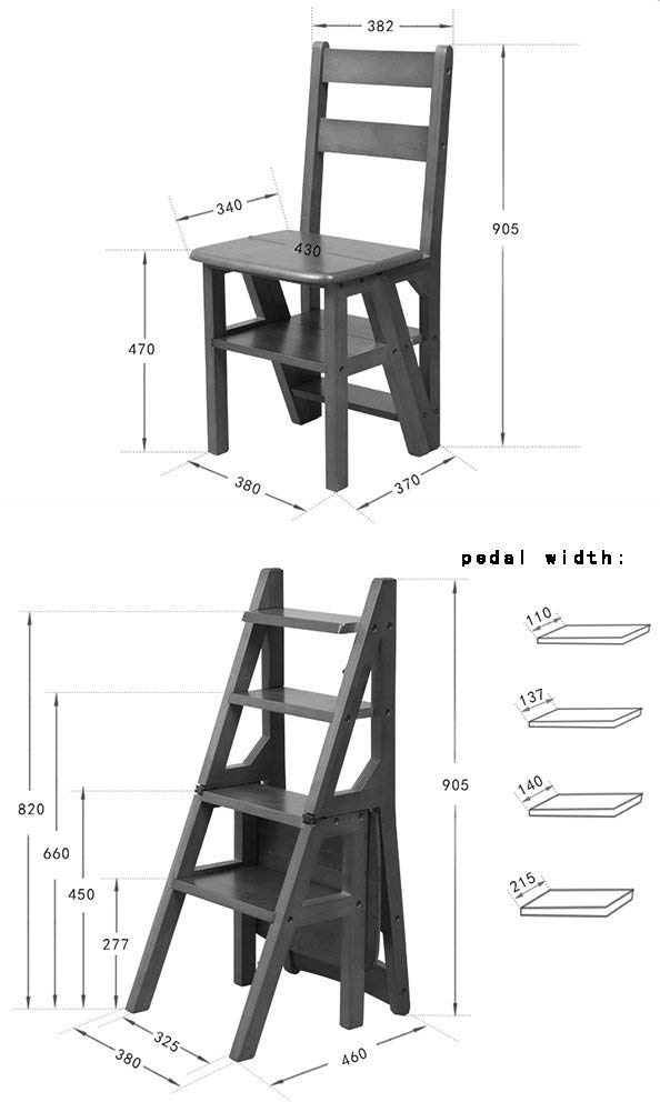 4-Step Foldable Wooden Kitchen Step Stool with Seat - NEVKA Space-Saving Ladder Stool for Home, Bathroom, and Garage - Non-Slip, Sturdy, and Multi-Purpose Utility Stool (Color: A) - Perfect for Reaching High Shelves, Organizing, and Cleaning
