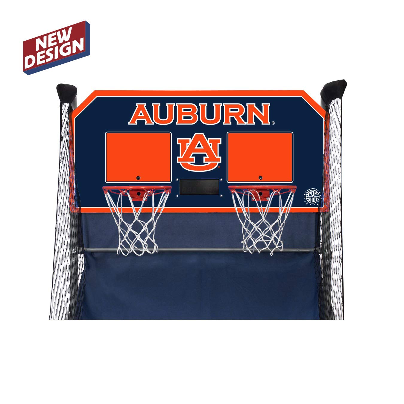 Pop-A-Shot Home Dual Shot Basketball Game with Auburn Tigers NCAA Graphics - Sensor Scoring, 16 Game Modes, 7 Balls, Foldable Design - Perfect for Indoor Sports, Family Fun & NCAA Fan Gifts