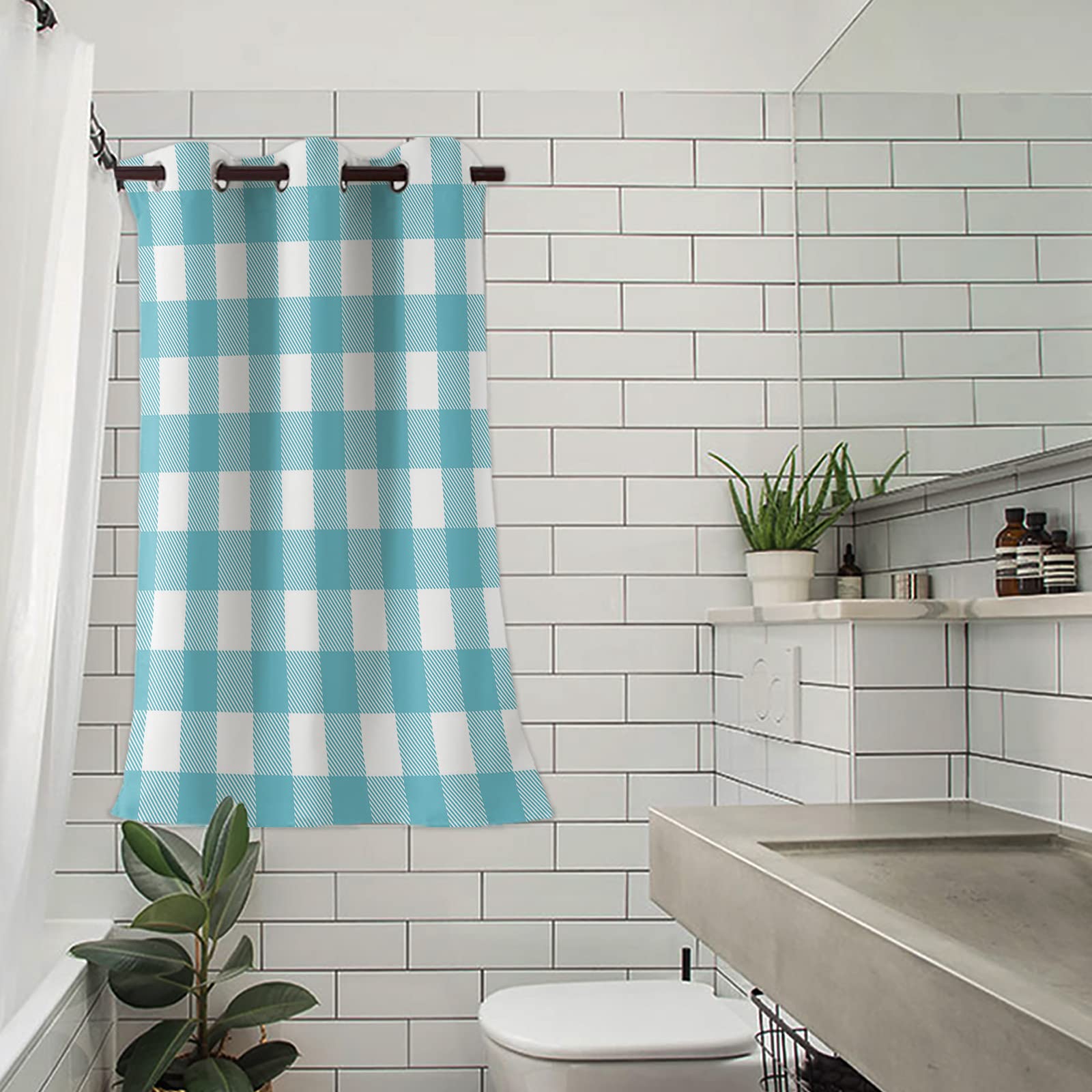 Teal Buffalo Check Blackout Curtains - Thermal Insulated Grommet Window Panel (52x24 Inch) for Living Room & Bedroom - Light Blocking Home Decor for Better Sleep & Energy Efficiency