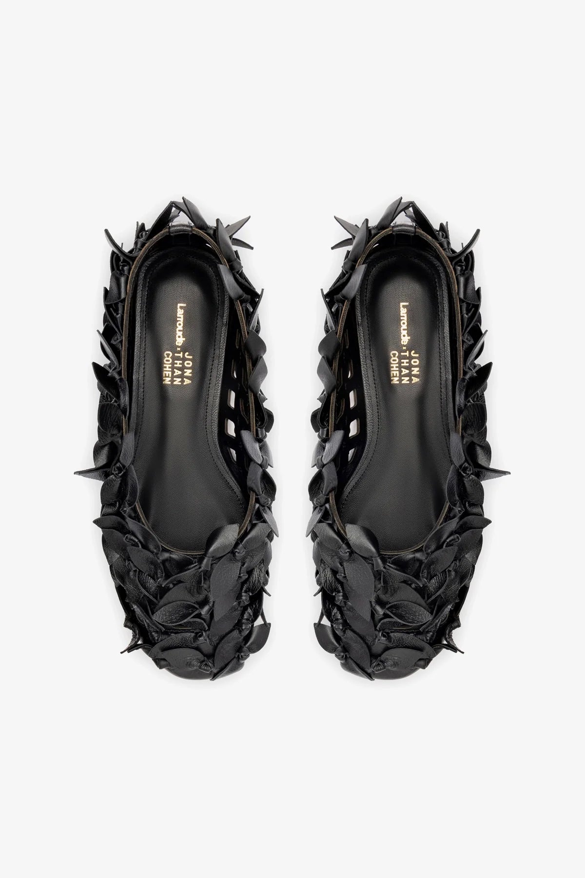 Larroudé x Jonathan Cohen Black Leather Ballet Flats - Comfortable & Stylish Women's Shoes for Work, Travel & Everyday Wear