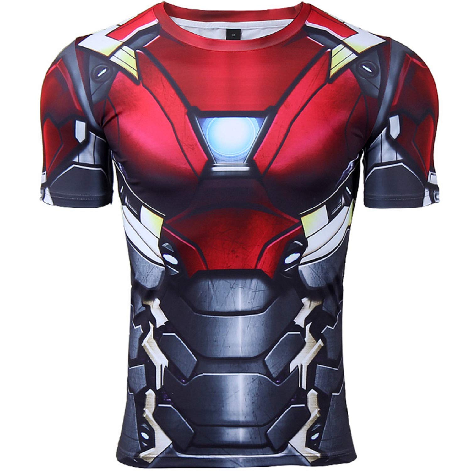 Men's Iron Man 3D Printed Compression Shirt - Breathable Workout Top for Gym & Fitness - Small Size - Superhero Inspired Athletic Wear for Running, Training & Cosplay