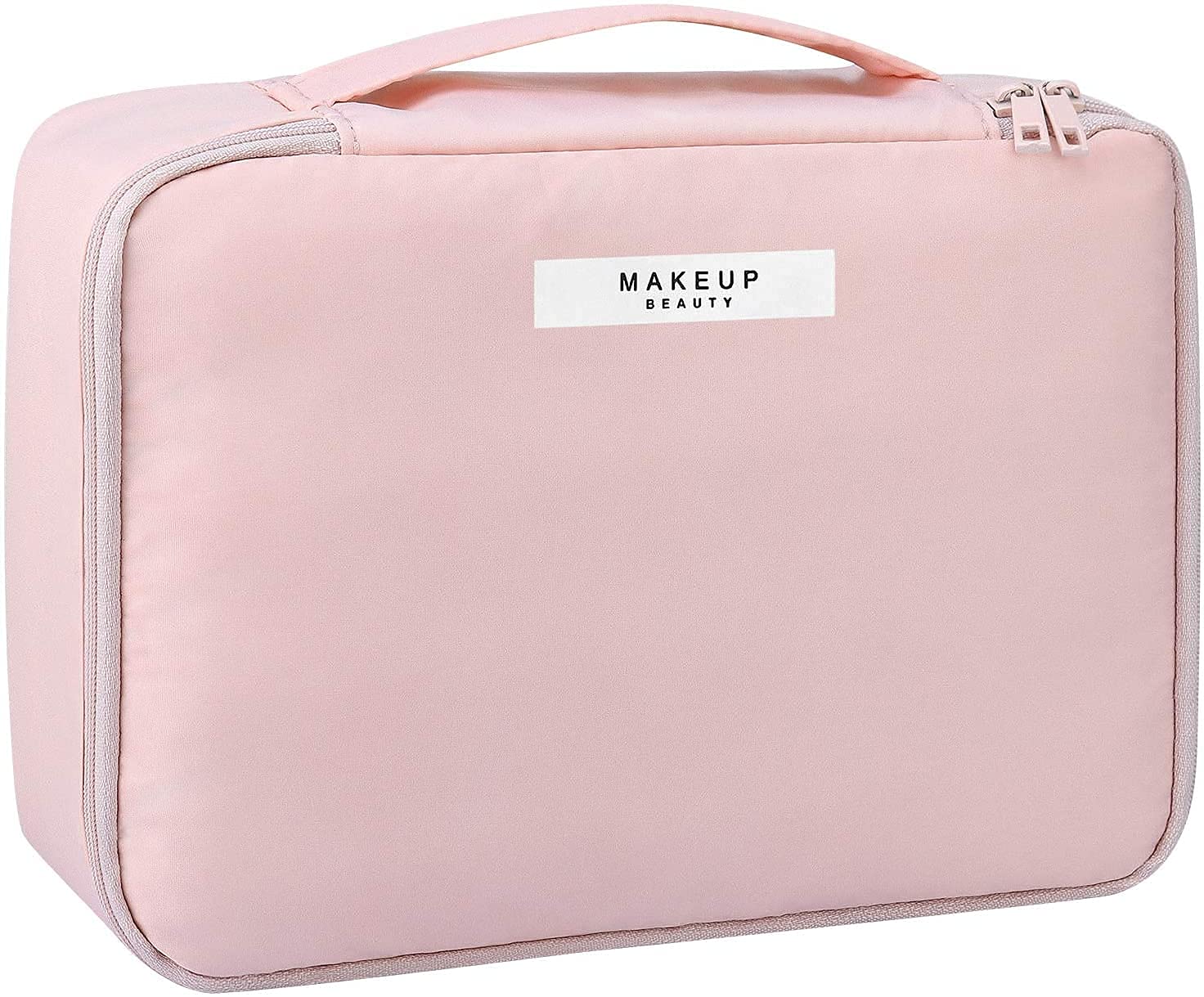 CLUSPEX Pink Cosmetic Organizer Bag with Pouch - Travel Makeup Bag for Women, Large Makeup Organizer for Brushes, Toiletries & Cosmetics (24x17x7cm) - Perfect for Home, Travel & Daily Use
