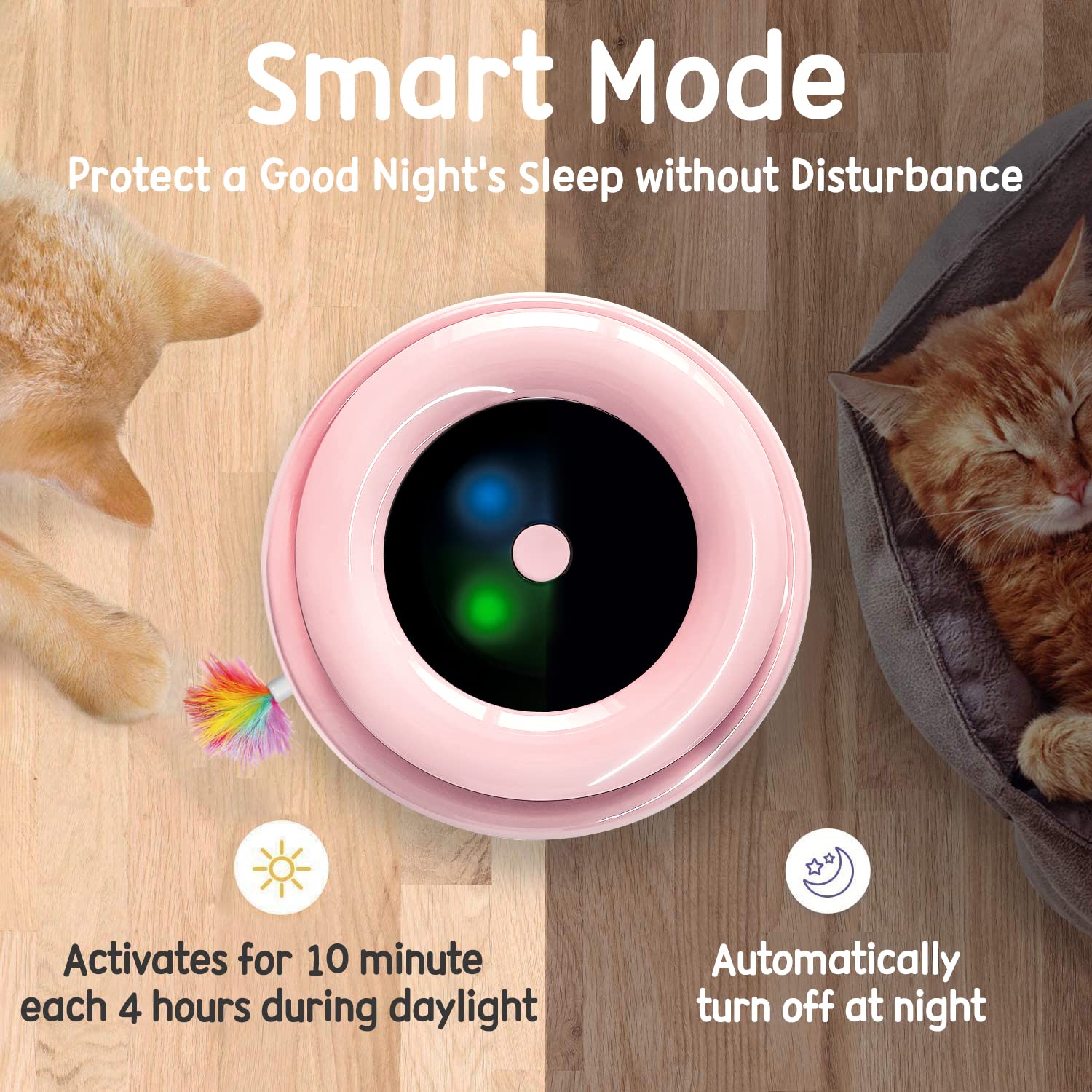 ORSDA 2-in-1 Interactive Cat Toys for Indoor Cats - Automatic Rolling Ball & Ambush Feather Toy with 6 Attachments - Dual Power Supply & Auto On/Off (Upgraded Version) - Perfect for Playtime, Exercise & Bonding with Your Feline Friend