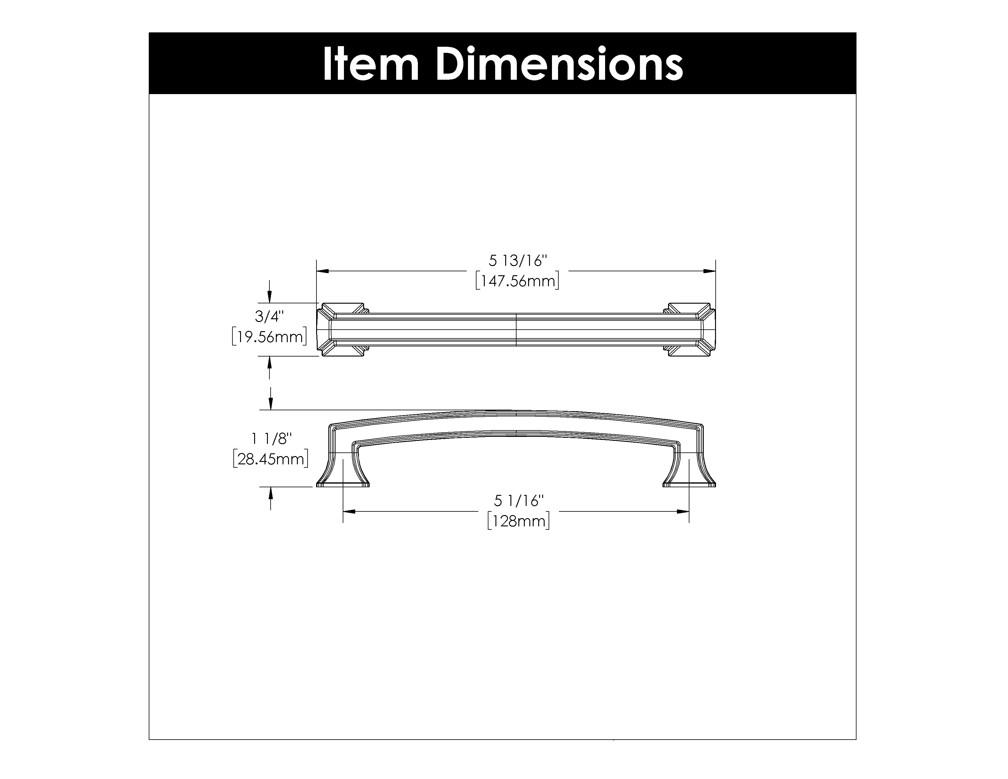 5-1/16 Inch (128mm) Center-to-Center Brushed Golden Brass Cabinet Pull - Perfect for Kitchen Cabinets, Drawers & Furniture Hardware