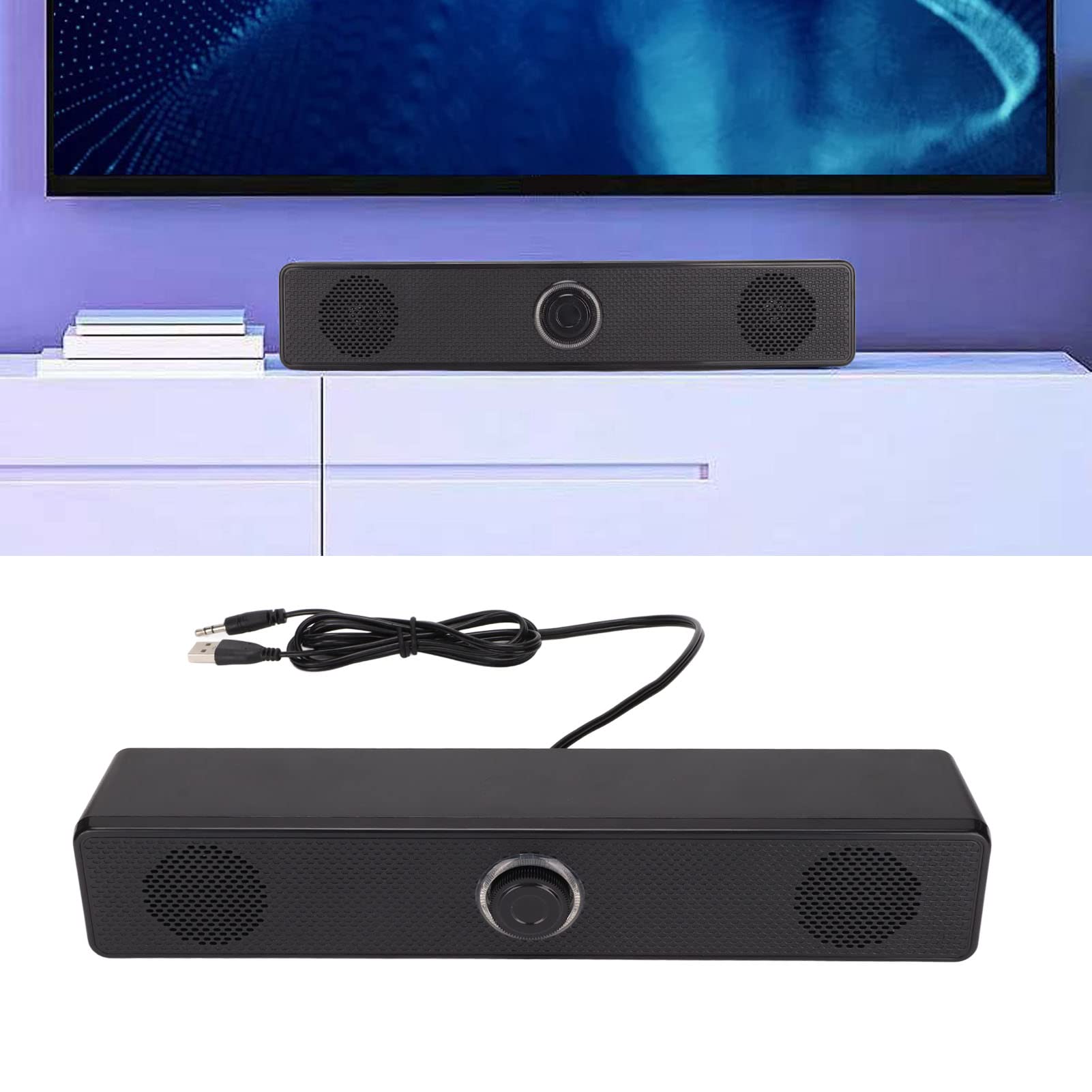 PUSOKEI Wired Computer Speakers with 3.5mm Input & USB Power, Volume Control Gaming Soundbar for PC, Desktop, Laptop, Monitor - Perfect for Home Office, Gaming, and Multimedia Use