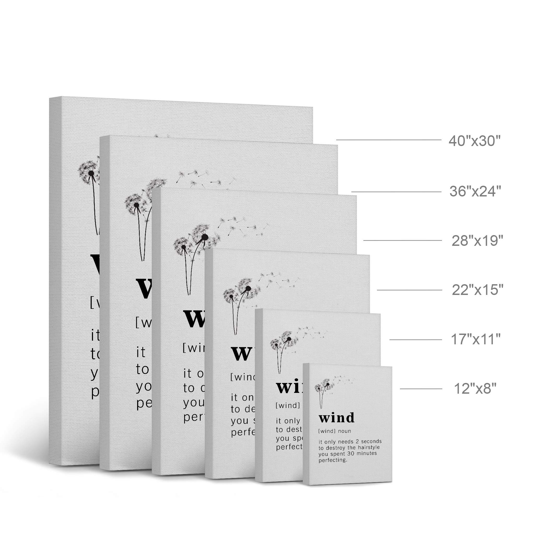 Funny Noun Dictionary Definition of Wind Canvas Print - Inspirational Quote Wall Art for Office, Living Room, Bedroom & Bathroom - Ready to Hang Home Decor (40x30 Inches, Made in USA) - Perfect for Adding Humor to Your Space