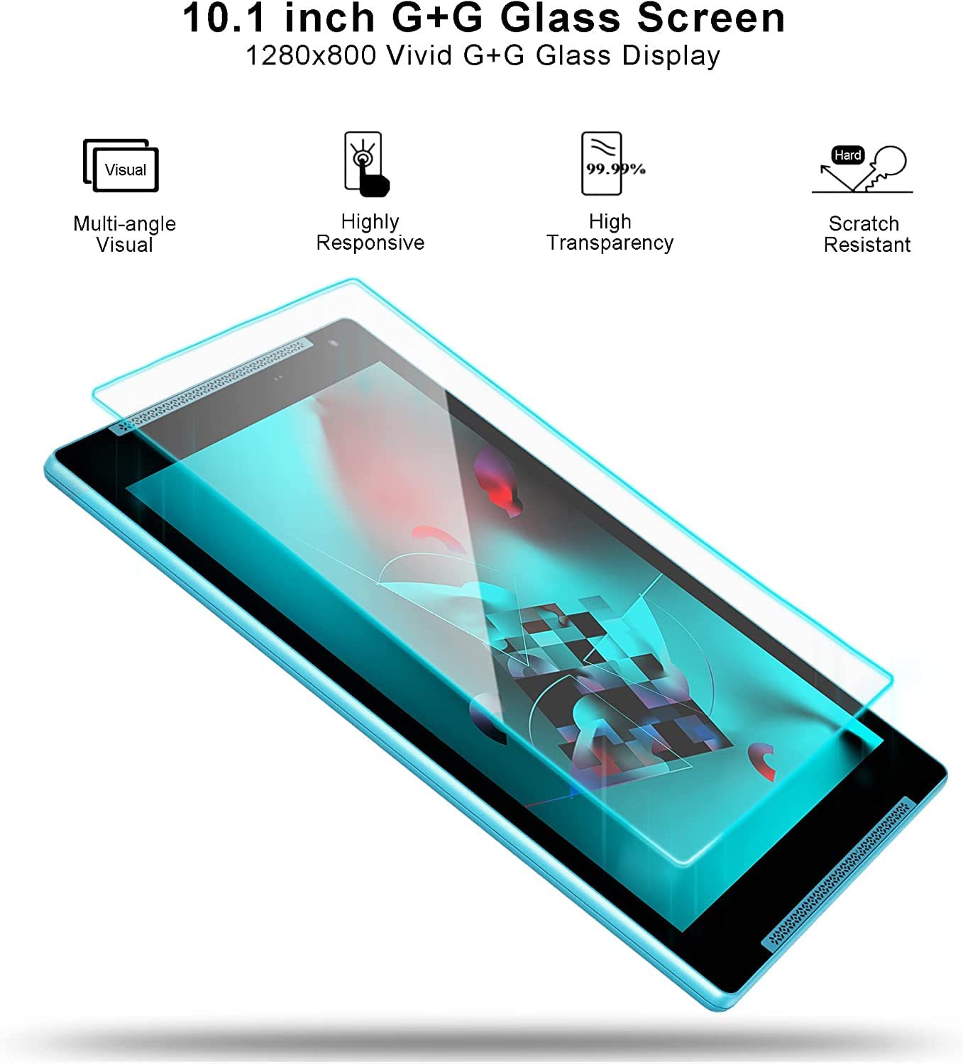 10.1 Inch Android Tablet with Stand - 12GB RAM 128GB ROM (Expandable to 512GB), HD IPS Screen, 8MP Rear & 2MP Front Camera, Wi-Fi, Bluetooth - Perfect for Work, Study, and Entertainment (Blue01)