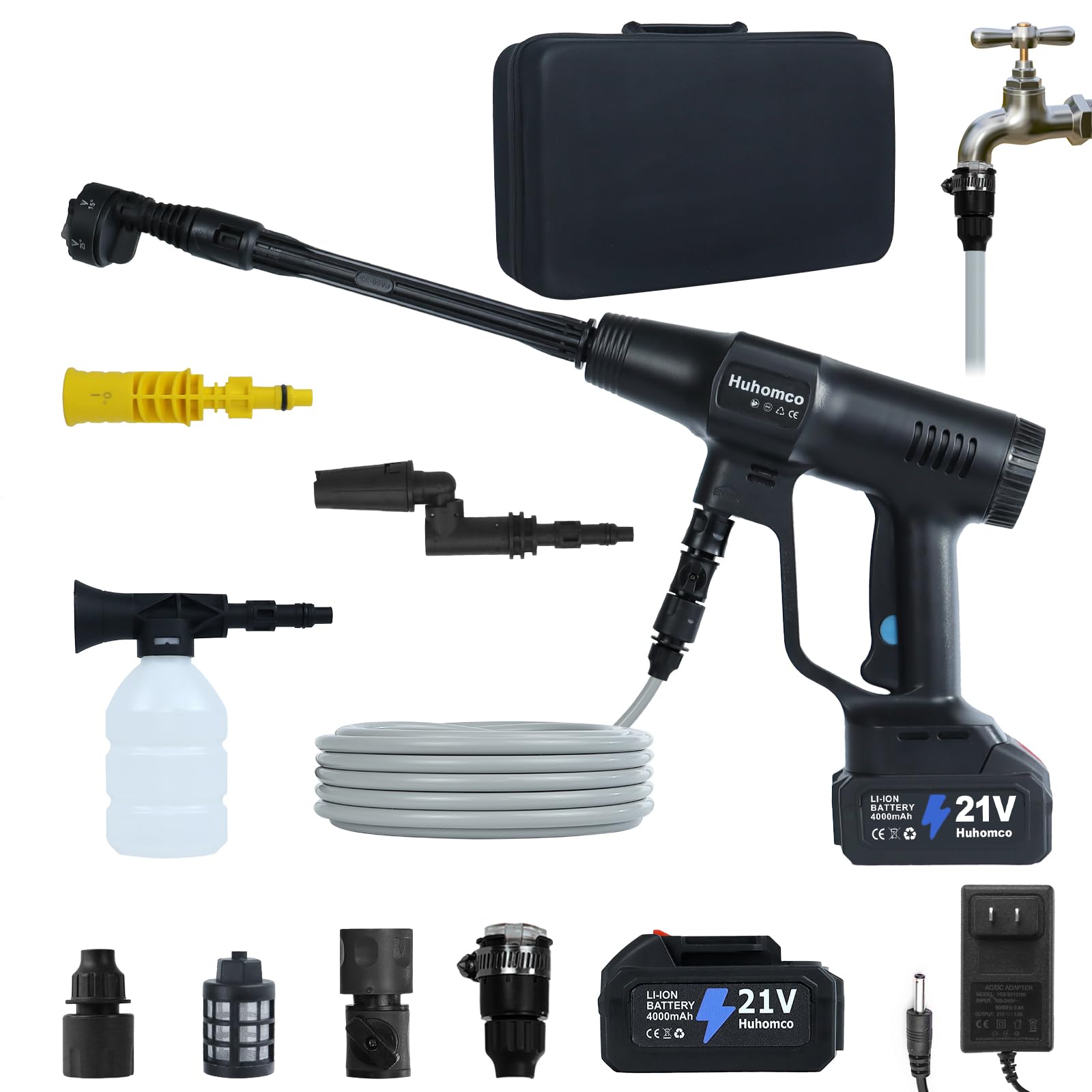 Cordless Pressure Washer 2900PSI with 2×4.0Ah Battery - Portable Battery Powered Power Washer for Car Cleaning, Patio, Driveway & Outdoor Surfaces