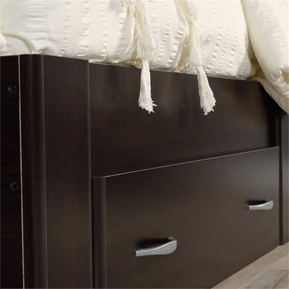 Pemberly Row Contemporary Wood Twin Platform Bed in Cinnamon Cherry - Modern Minimalist Bed Frame for Small Spaces, Kids & Guest Rooms - Easy Assembly & Sturdy Design