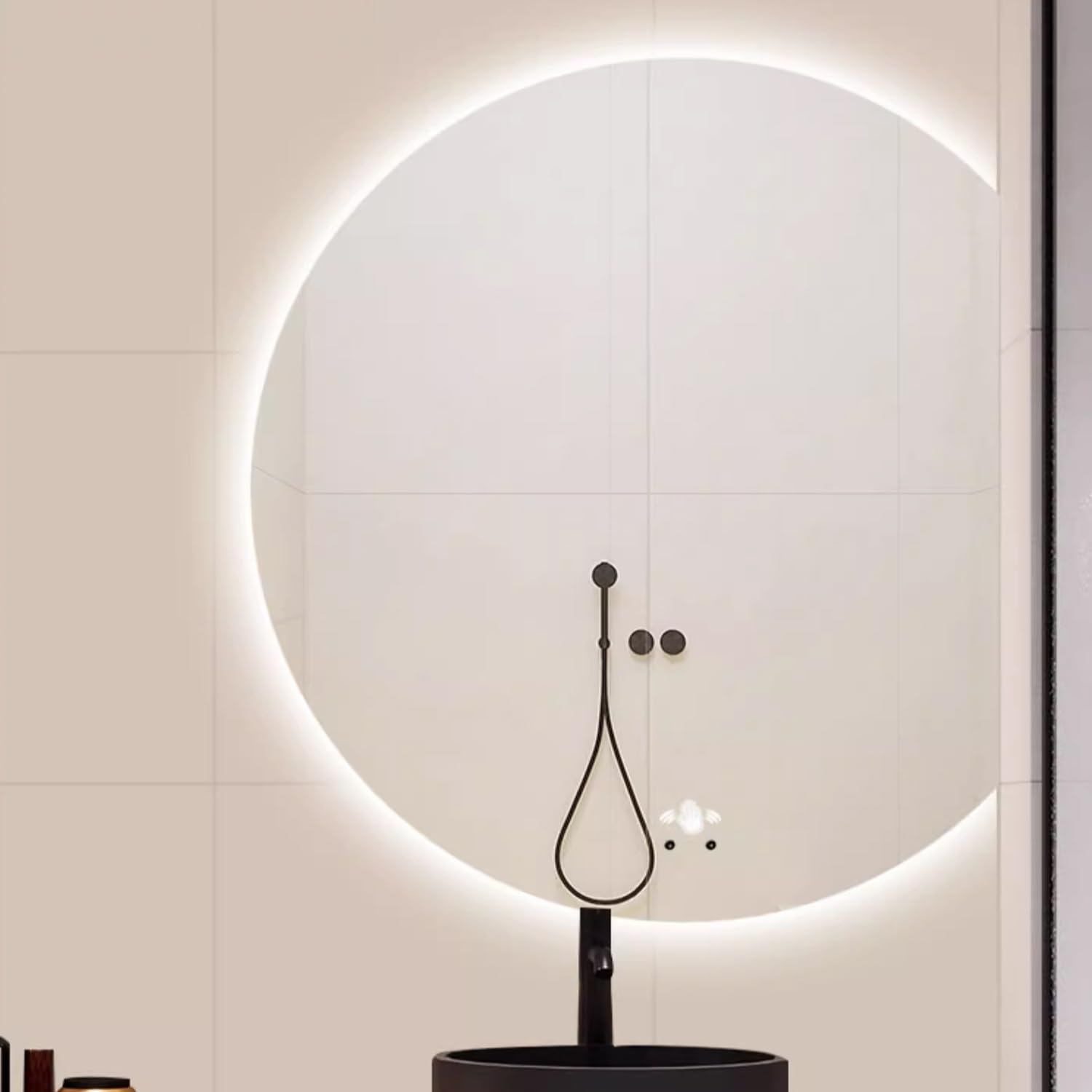 40 Inch LED Bathroom Mirror with Anti-Fog & Dimmable Lights - Half Moon Backlit Vanity Mirror, Shatter-Proof Wall-Mounted Makeup Mirror (Cut Left) - Perfect for Modern Bathrooms, Dressing Rooms & Makeup Stations