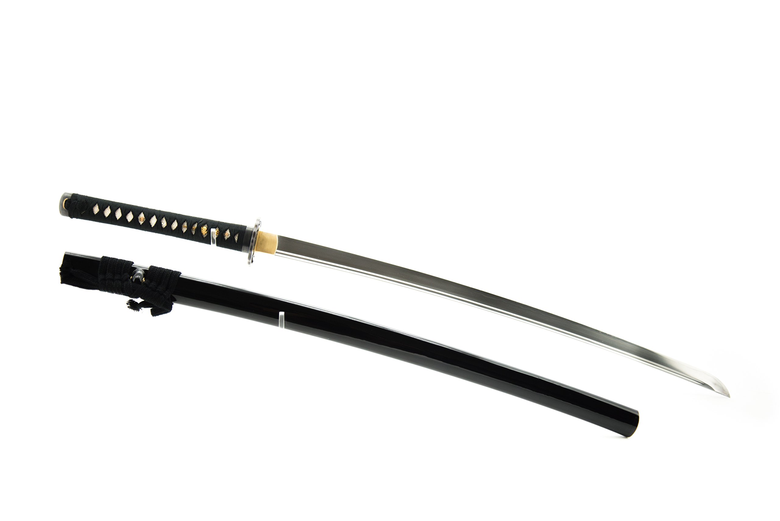Hand Forged Samurai Katana Sword - 1080/1095 High Carbon Steel, Clay Tempered, Full Tang, Razor Sharp Blade with Wooden Scabbard - Perfect for Martial Arts Training, Cosplay, and Collectors Display