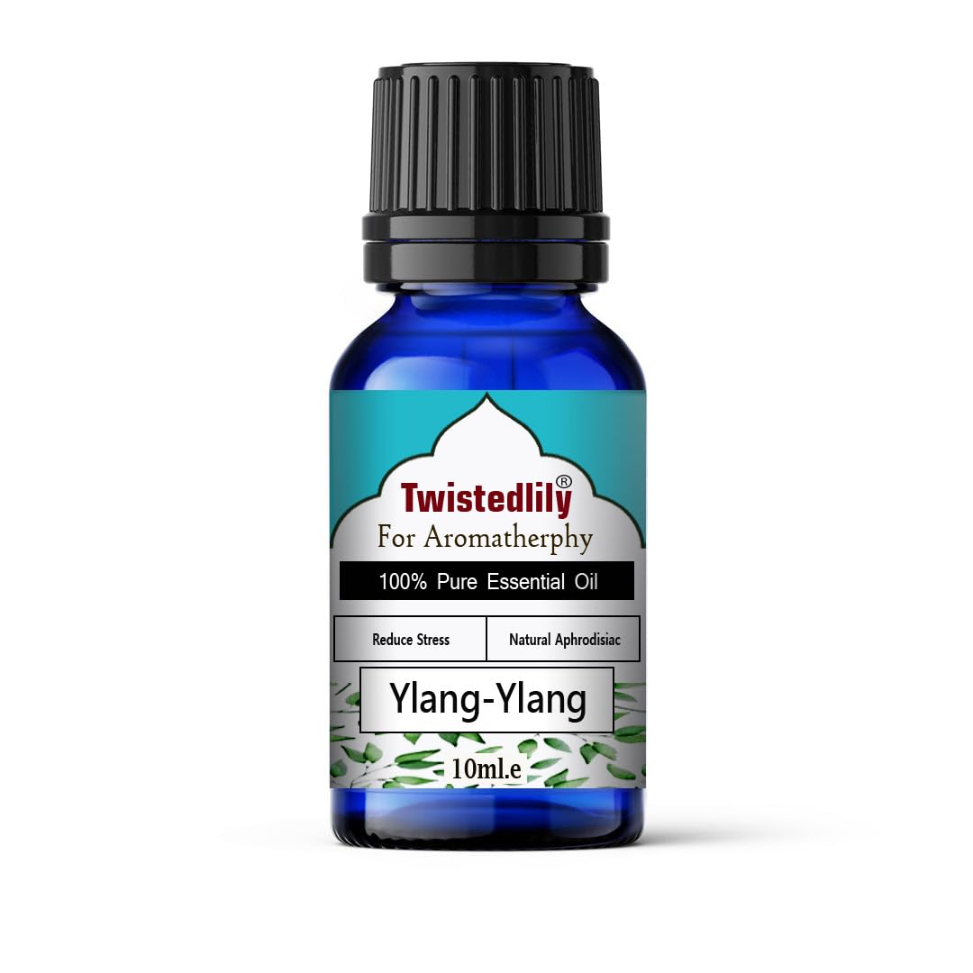 100% Pure Ylang Ylang Essential Oil for Skin & Hair Growth | Stress Relief & Aromatherapy | Natural Soap Making Oil | 10ml Bottle | Perfect for Massage, Diffuser & DIY Beauty Products