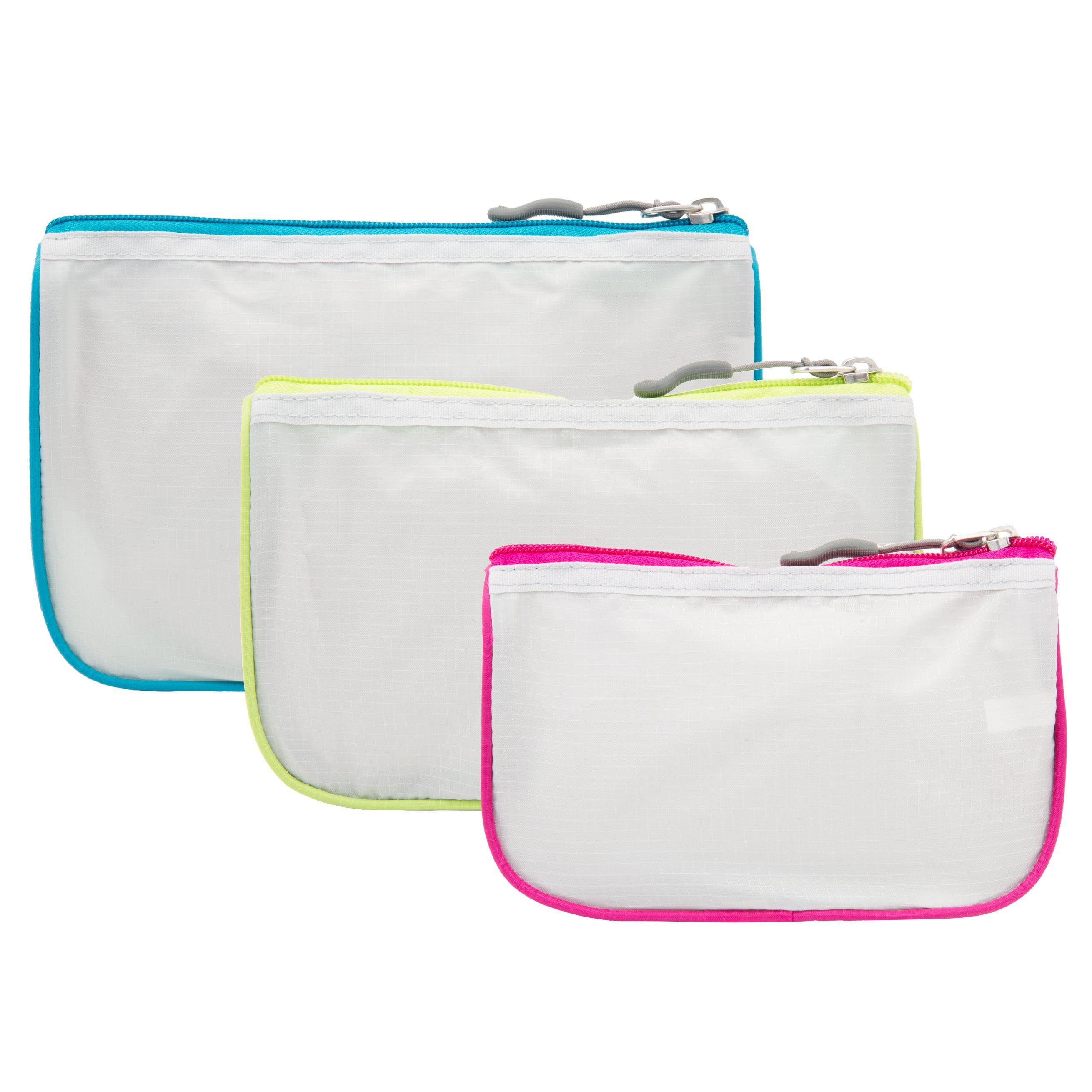 Travelon Set of 3 Waterproof Travel Pouches - Small, Medium & Large Size Organizer Bags for Passport, Money, Cosmetics & Essentials | Perfect for Vacation, Business Trips & Daily Use
