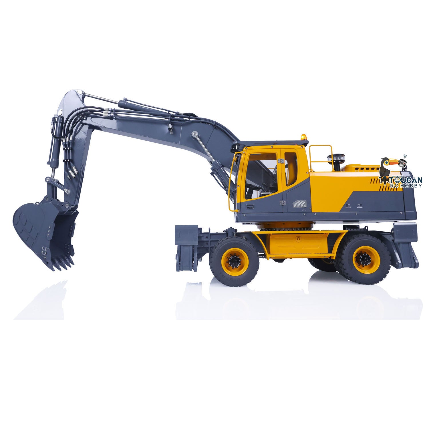 1/14 Scale LESU RC Metal Hydraulic Wheeled Excavator Model - ET30H with Pump Cabin, Sticker Display, Grapple, Ripper Bucket & Scraper Compactor - Perfect for Construction Toy Collection, RC Hobbyists and Model Display Scenes