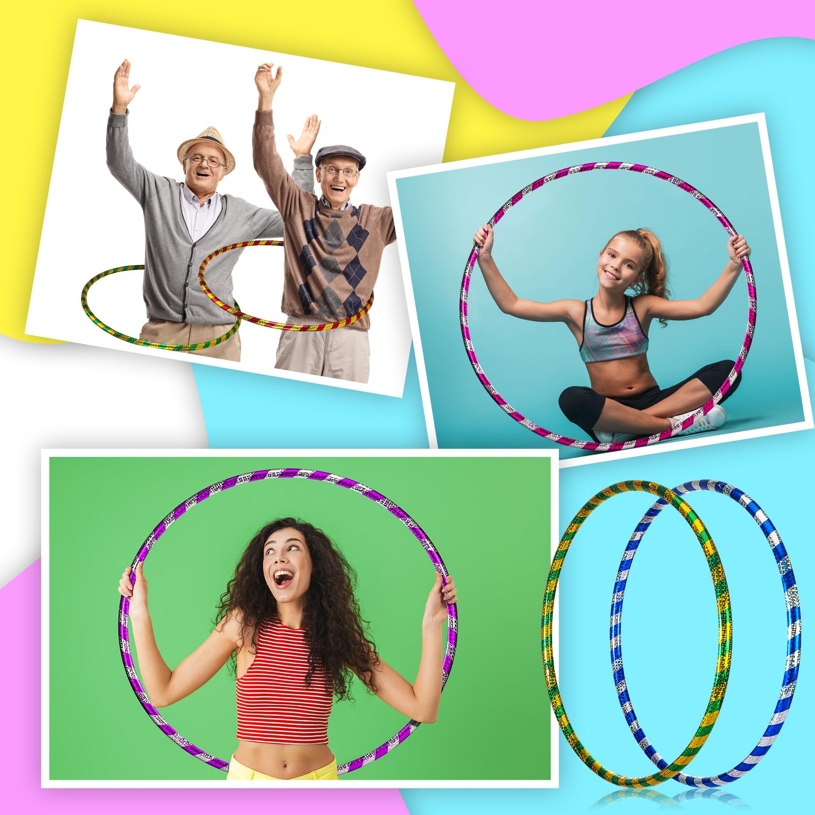 Kathfly Glitter Weighted Exercise Hoop for Kids & Adults - Fitness Hula Circle for Sports, Pilates, Workout & Weight Loss - Durable Plastic Hula Ring for Indoor/Outdoor Play & Exercise