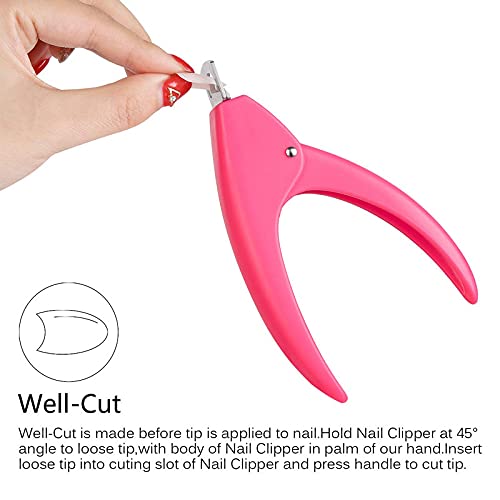 FAMEZA Professional Acrylic Nail Clipper - False Nail Cutter & Trimmer for Artificial Nails, Manicure Tools with Precision Blades (Pink) - Perfect for Salon, Home Nail Art & DIY Manicures