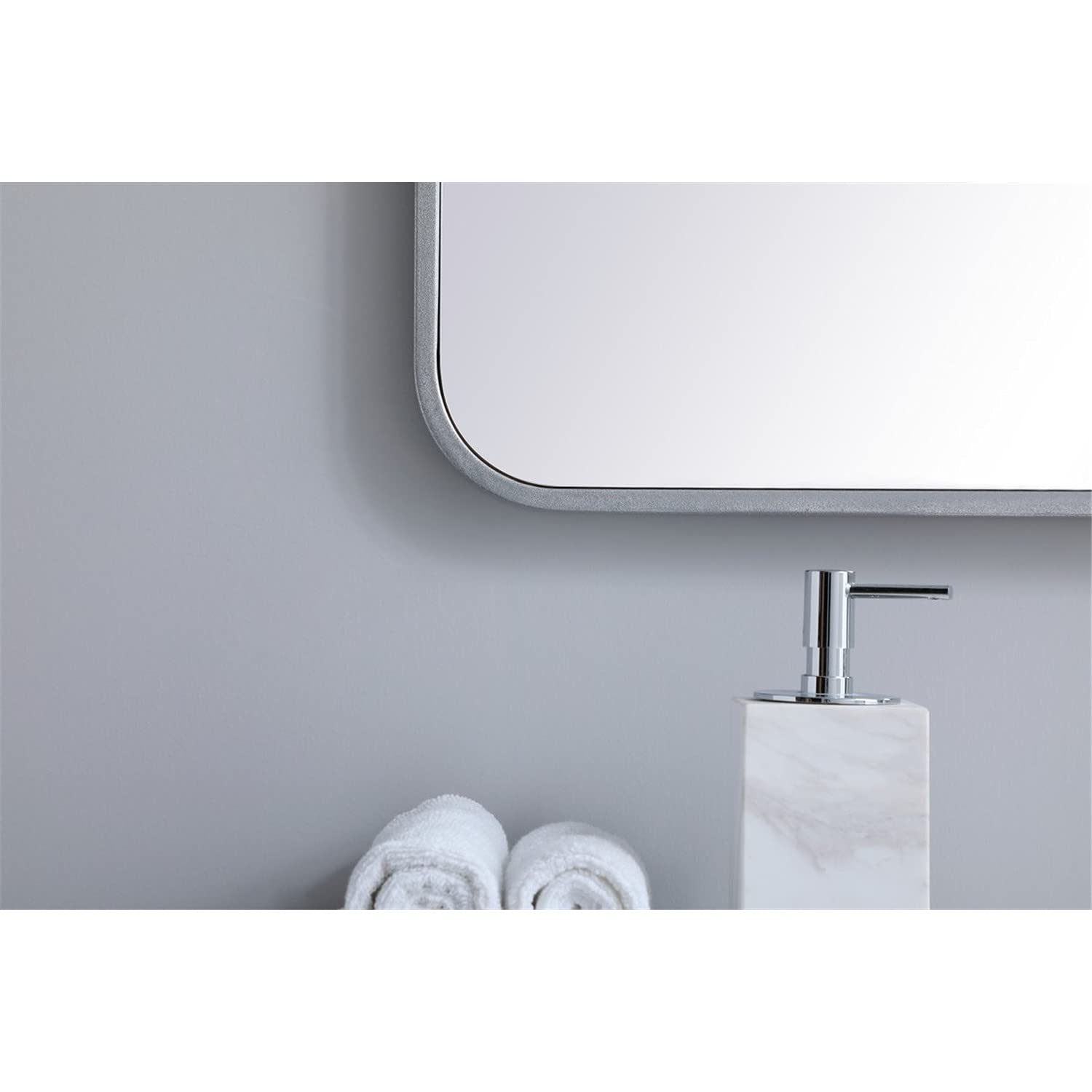 Silver 30x36 Rectangular Metal Mirror - Elegant Decor for Living Room & Bedroom