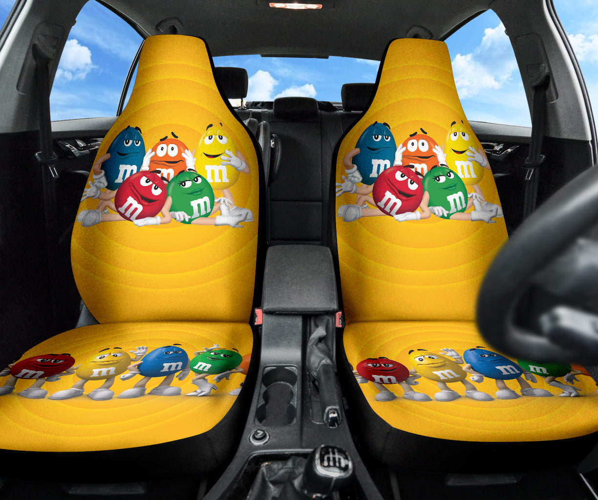 Funny M&M Members Car Seat Covers - Unique Gift Idea for Car Lovers - Perfect for Road Trips, Commuting & Protecting Seats
