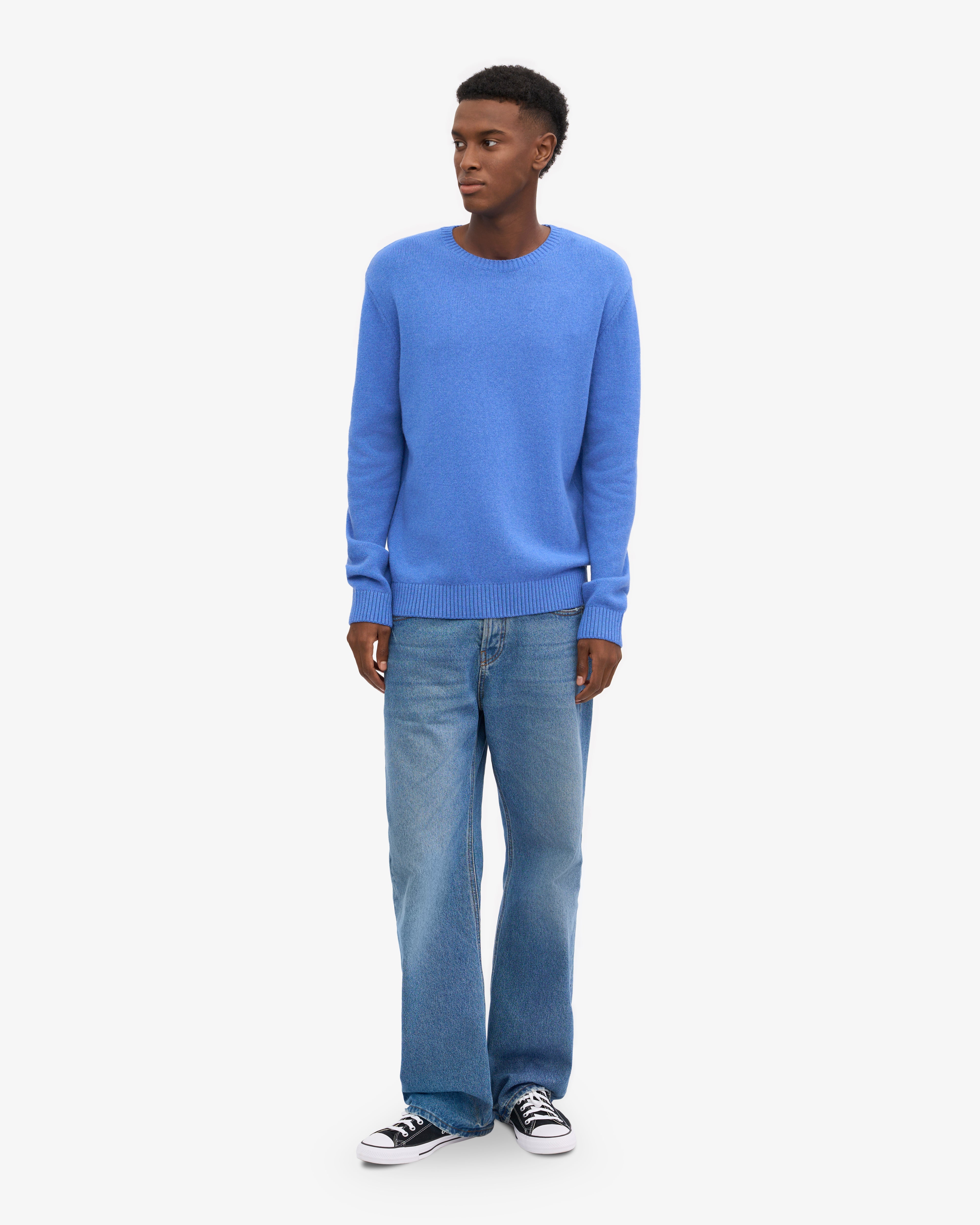 Classic Merino Wool Crew Neck Sweater for Men - Soft & Warm Pacific Blue Pullover - Perfect for Winter, Outdoor Activities & Casual Wear