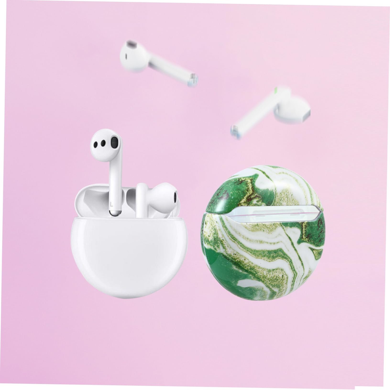HEMOTON Marble Earphone Cover - 1pc Pearlescent Headphone Case for iPhone, Samsung & AirPods - Durable Protection for Wireless & Wired Earbuds - Perfect for Travel, Gym & Daily Use