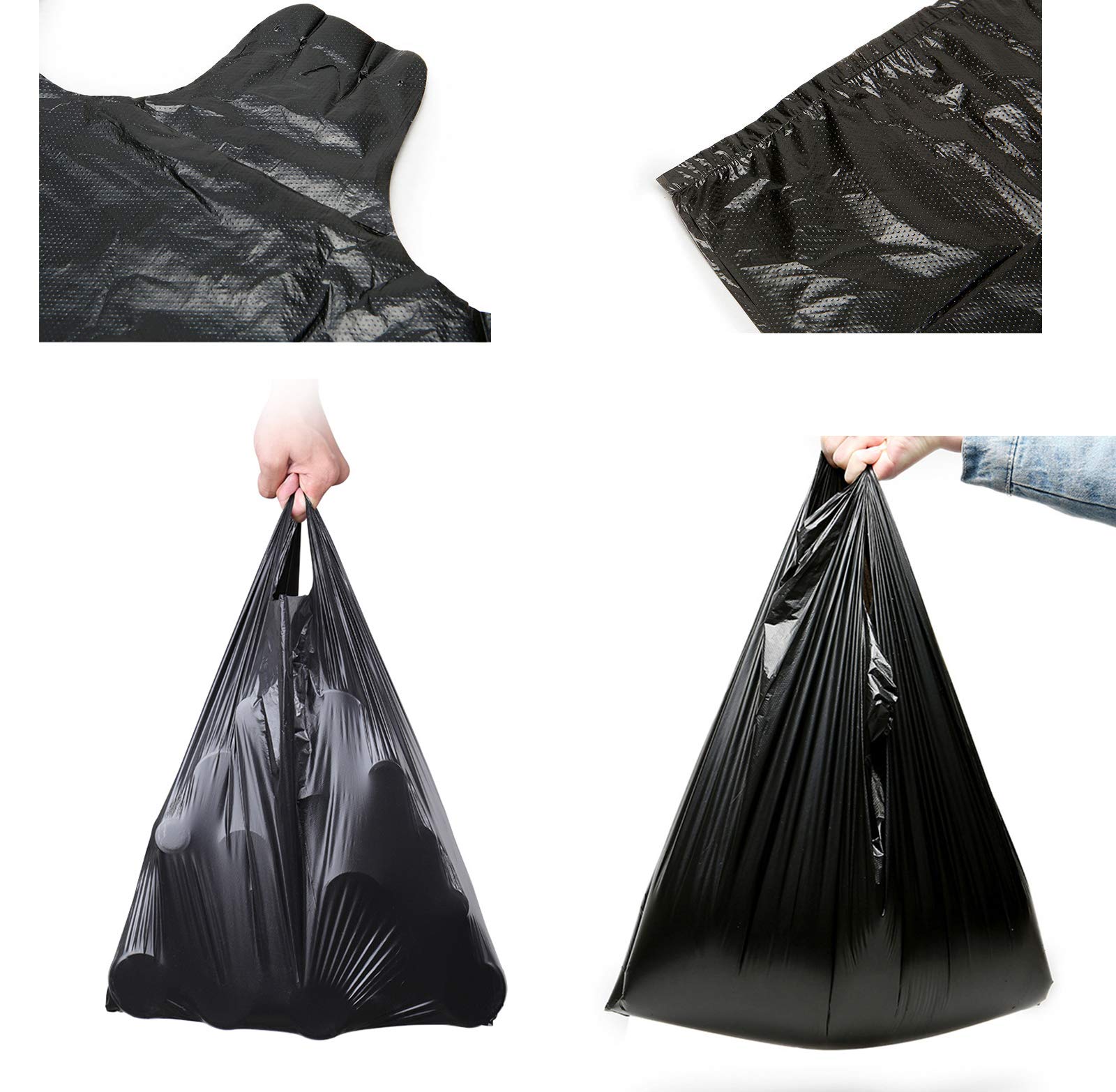 200 Counts 4 Gallon Black Trash Bags with Handles - 1.8mil Thick Heavy Duty Kitchen Garbage Bags for Home, Office, Picnic & Contractor Use - Bulk Pack of Durable Waste Bin Liners for Daily Household Cleaning