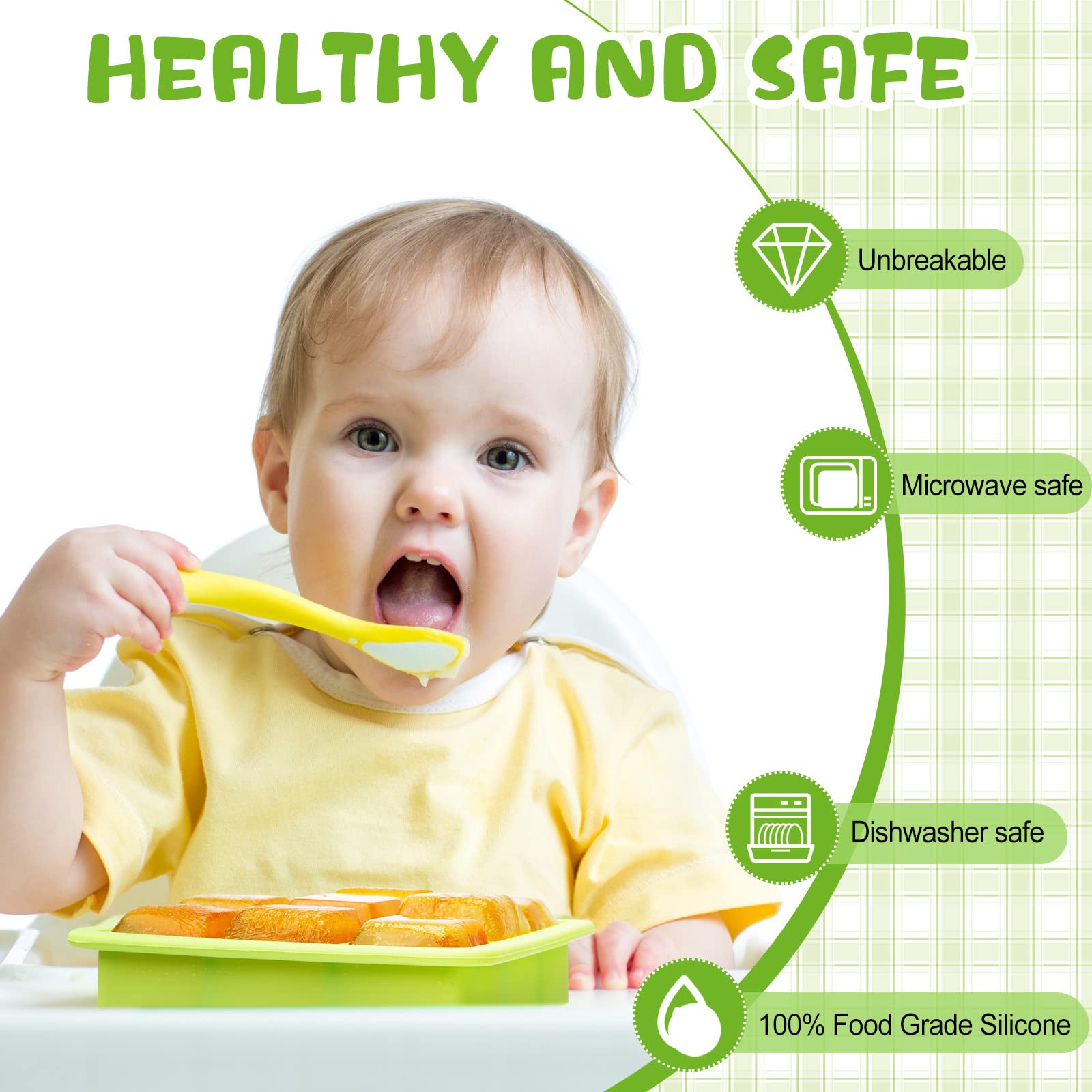 Rtteri Silicone Baby Food Freezer Storage Containers with Lids - BPA-Free Breast Milk & Puree Trays for Infants - Perfect for Homemade Baby Food, Breast Milk Storage & Meal Prep
