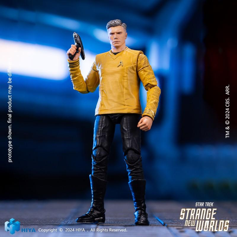 Pre Order 1/18 HIYA 4-Inch Action Figure - Exquisite Mini Series Star Trek Strange New Worlds Captain Pike Collectible Toy for Display & Sci-Fi Fans