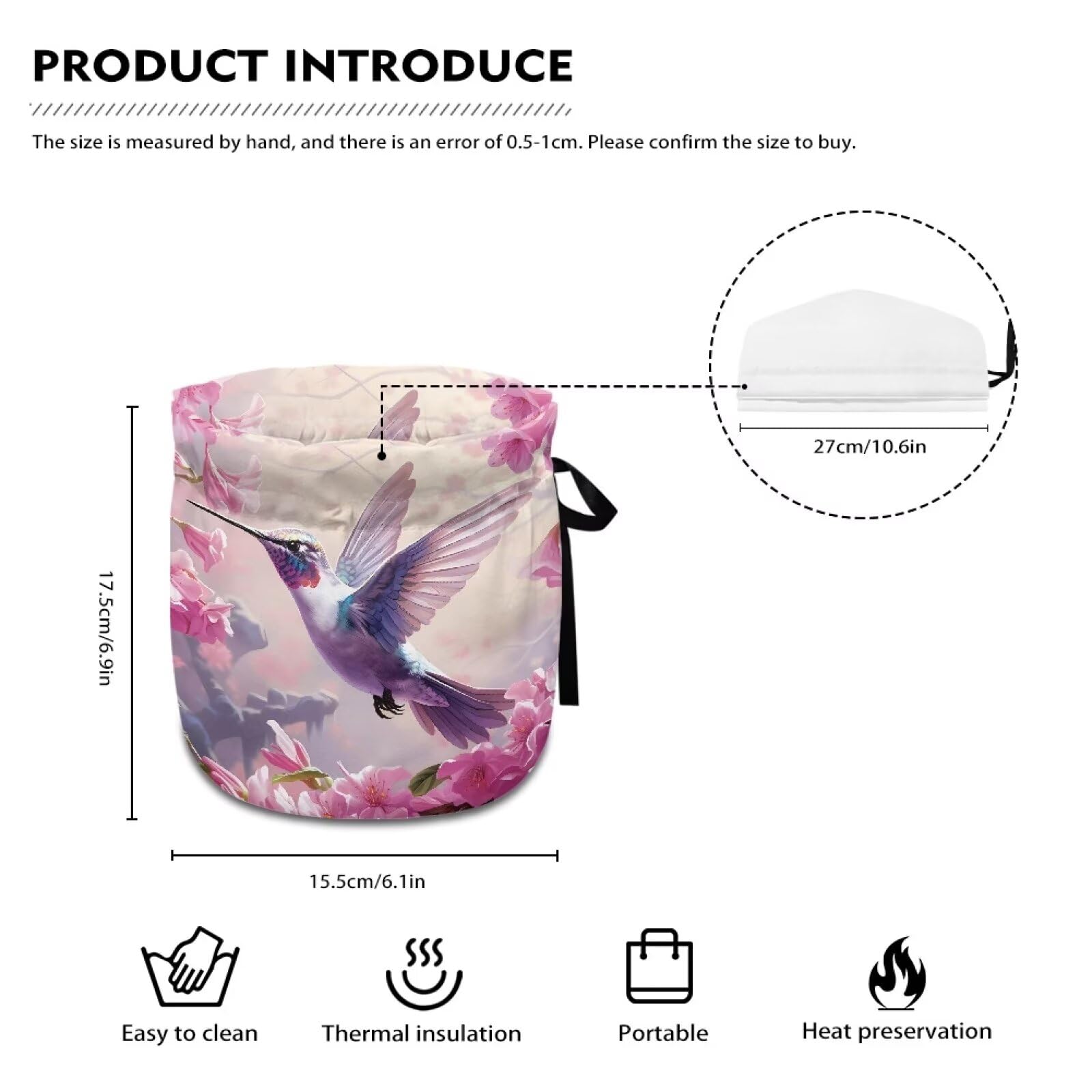Hummingbird Tea Cozy for Teapot - Insulated Purple Floral Teapot Cover - Dustproof & Heat Retaining Tea Pot Warmer - Perfect for Afternoon Tea, Tea Parties & Kitchen Decor