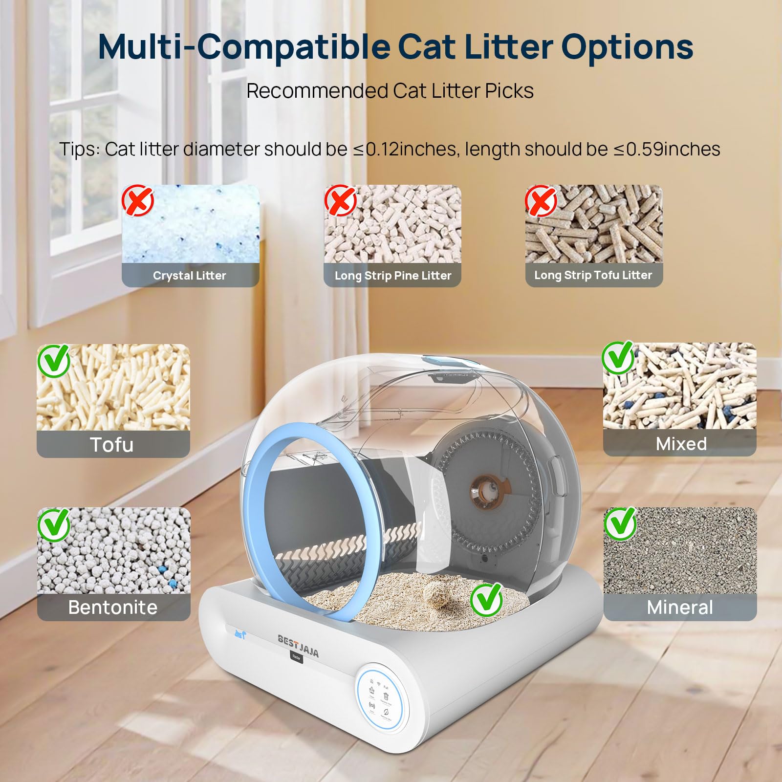 2025 Upgraded Self Cleaning Litter Box - Automatic Cat Litter Box with Mat & Cleaning Tools, 68L+9L Large Capacity Smart Cat Litter Robot, APP Controlled for Multiple Cats (Blue) | Perfect for Busy Pet Owners & Multi-Cat Households