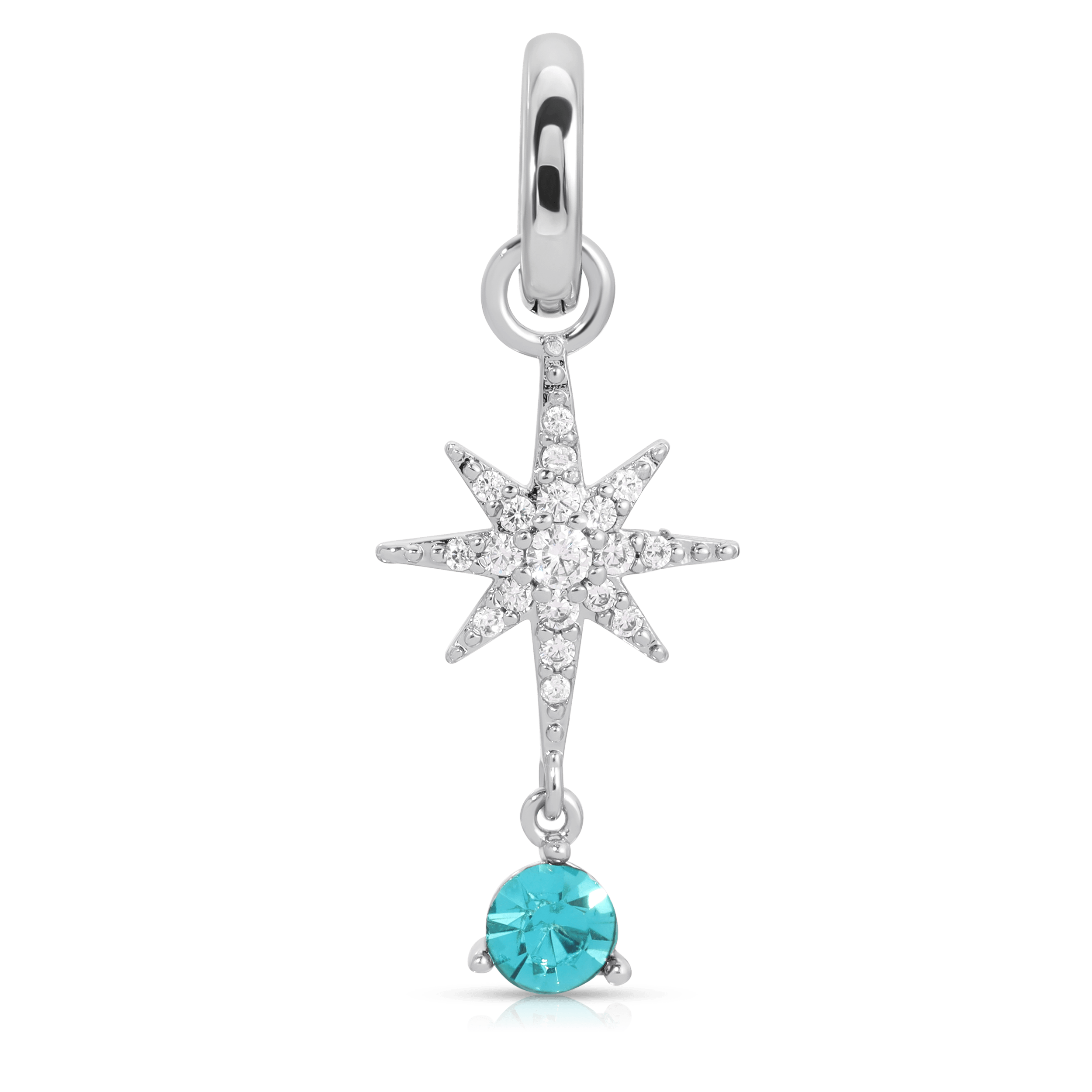 March Aquamarine Birthstone Charm Pendant - Elegant Star Design for Necklace, Jewelry Gift for Women - Perfect for Birthdays, Anniversaries & Special Occasions