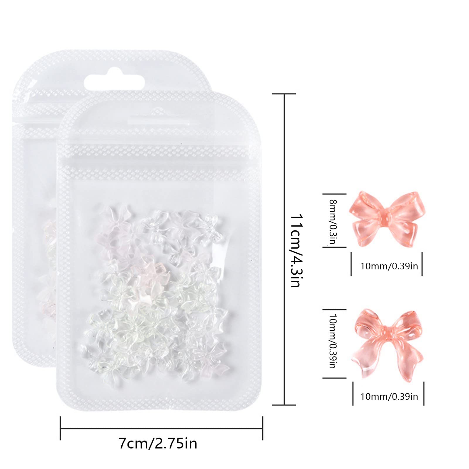 40-Piece Light Variable Bow Knot Nail Art Kit with Butterfly & Diamond Decorations - Trendy Nail Enhancements for DIY Manicures, Parties & Special Occasions