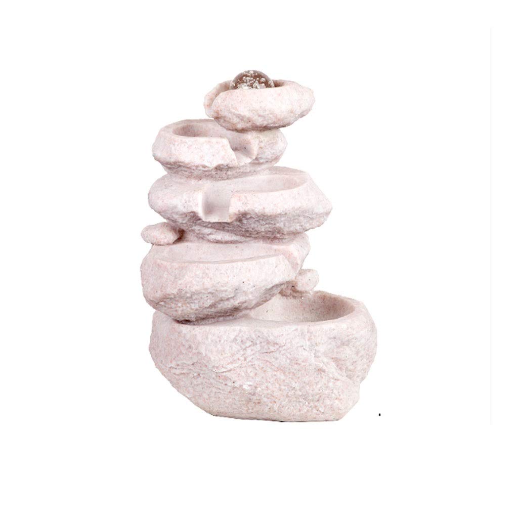 4-Tier Cascading Tabletop Fountain with Rolling Ball - White Indoor Water Feature for Relaxation in Bedroom, Living Room, Home Office & Meditation Spaces