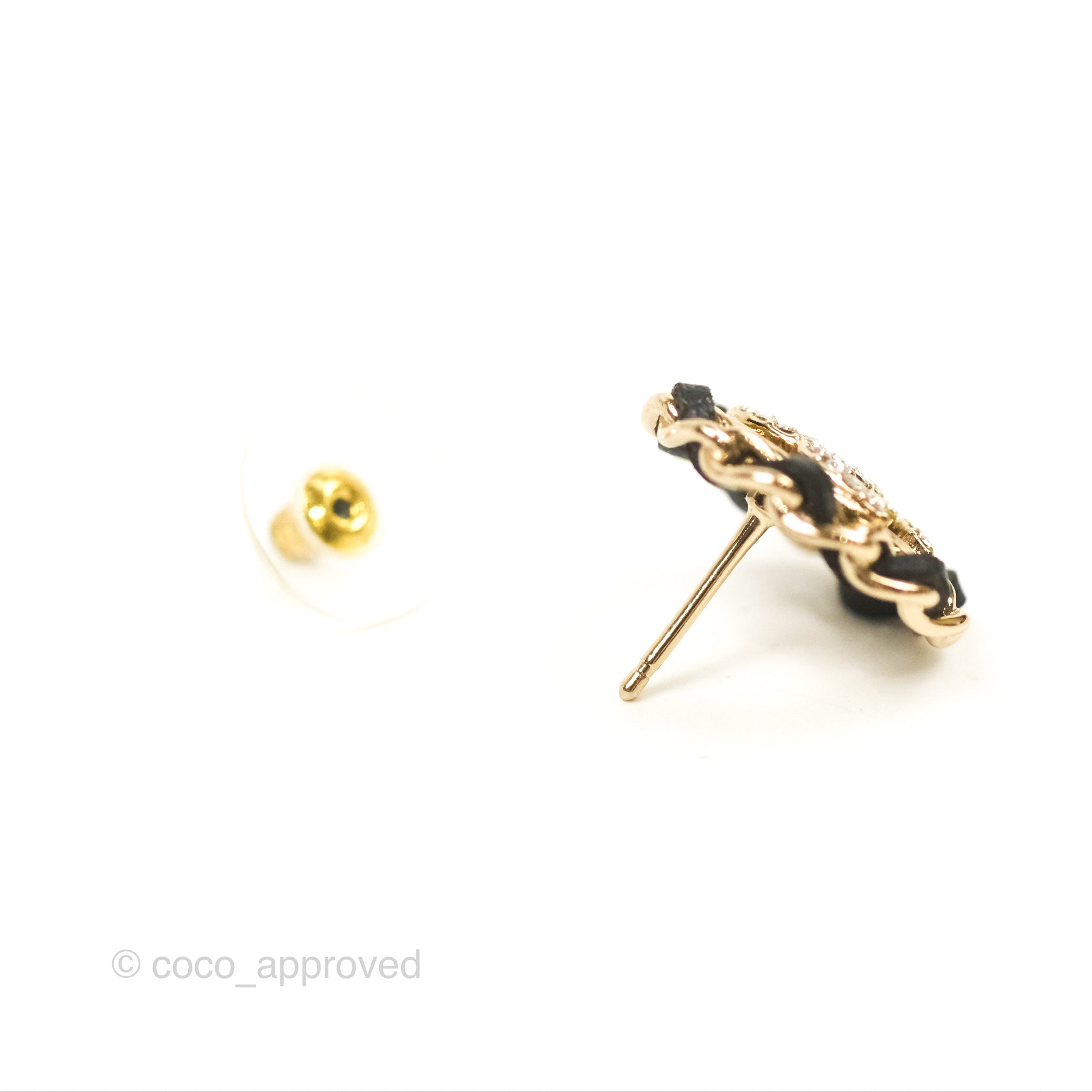 Chanel CC Crystal Woven Round Earrings Gold Tone 22S - Luxury Fashion Jewelry for Women, Elegant Party & Evening Wear Accessories
