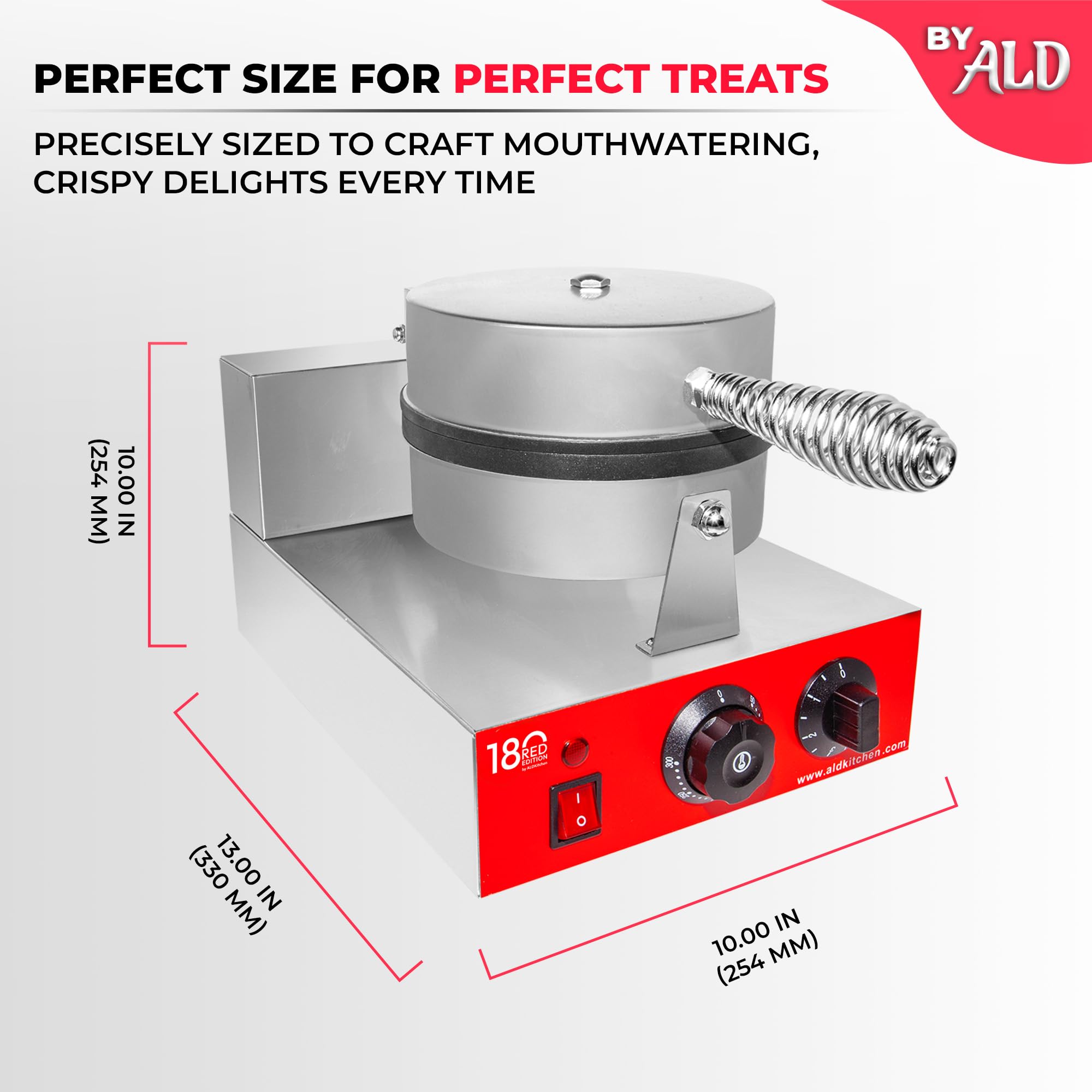 ALDKitchen Commercial Waffle Cone Maker - Nonstick Electric Waffle Roll Maker 110V for Ice Cream Cones, Desserts & Snacks - Perfect for Restaurants, Cafes & Home Baking
