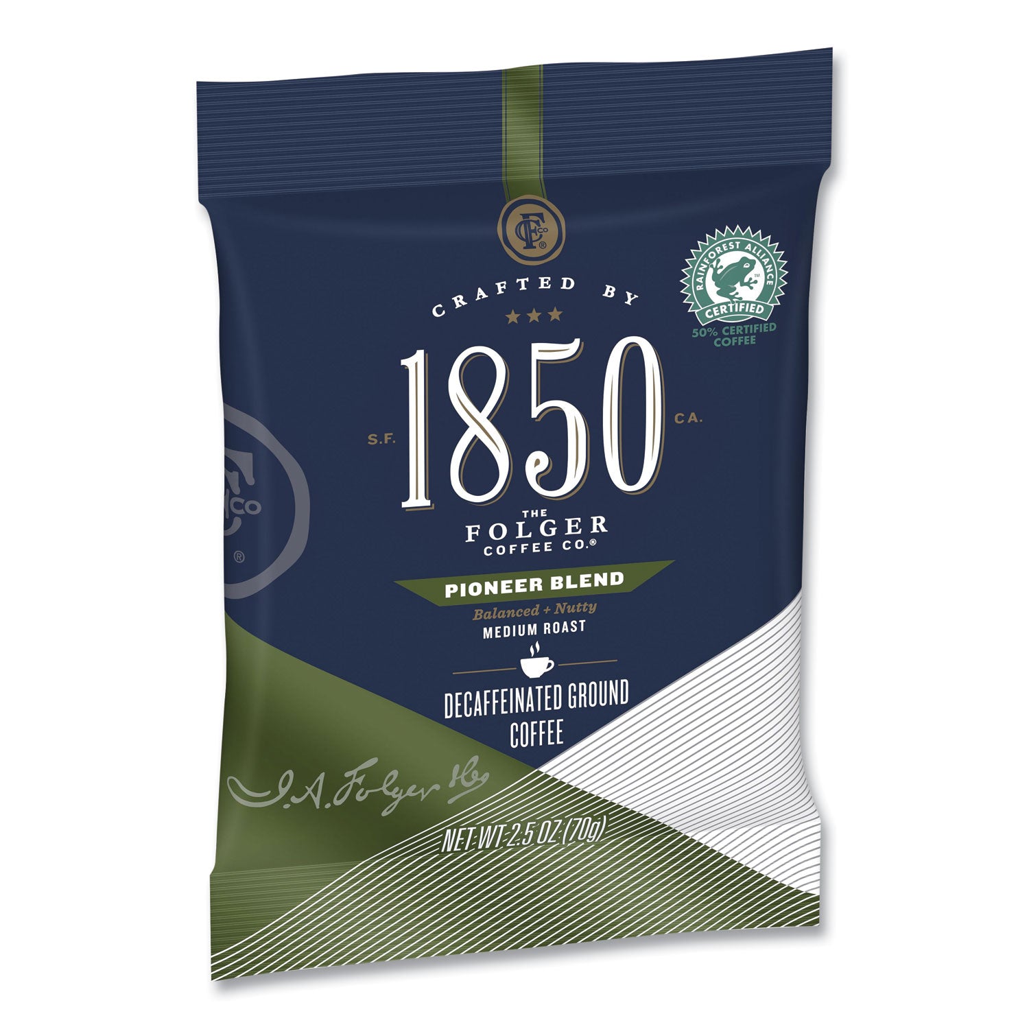 1850 Coffee Fraction Packs - Pioneer Blend Decaf Medium Roast (2.5 Oz, 24 Packs/Carton) | Perfect for Office, Camping & Travel | Single Serve Convenience | Specialty Coffee for Home & On-The-Go