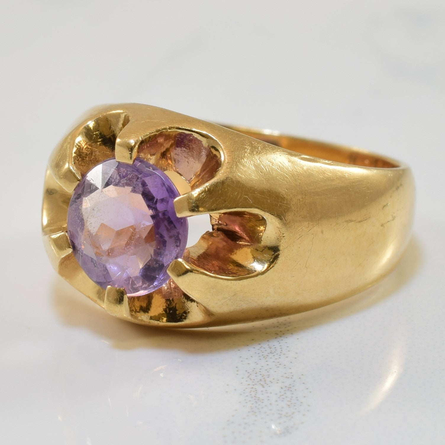 1.00ct Belcher Solitaire Amethyst Ring for Women - Size 6 | Elegant Purple Gemstone Engagement Ring | Perfect for Weddings, Anniversaries & Special Occasions