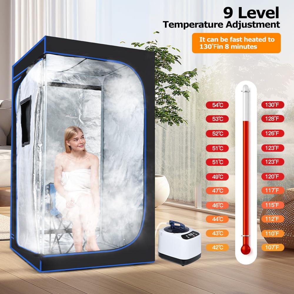 Panana Portable Steam Sauna Tent - Full Body Home Spa with 1000W 3L Steamer, Remote Control & Folding Chair - 9 Heat Levels for Detox & Relaxation - Perfect for Home Wellness & Post-Workout Recovery