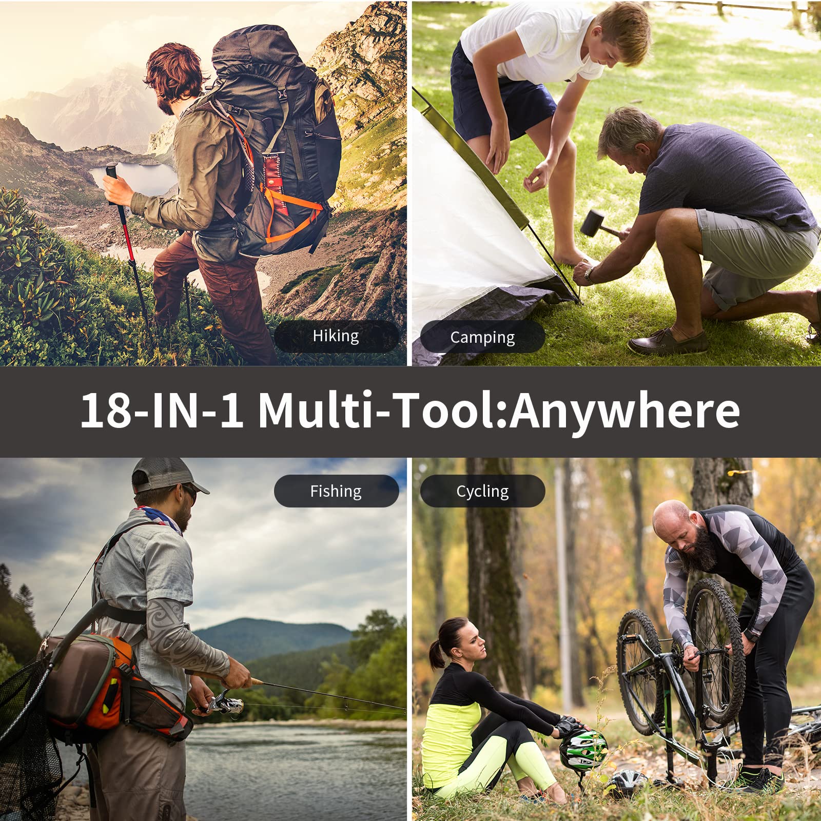 18-in-1 Multifunctional Credit Card Tool with Screwdrivers & Compass - Perfect Survival Wallet Tool for Men & Women - Great Christmas Stocking Stuffer, Father's Day Gift & Birthday Present for Dad - Ideal for Camping, Hiking, Travel & Everyday Carry (EDC)
