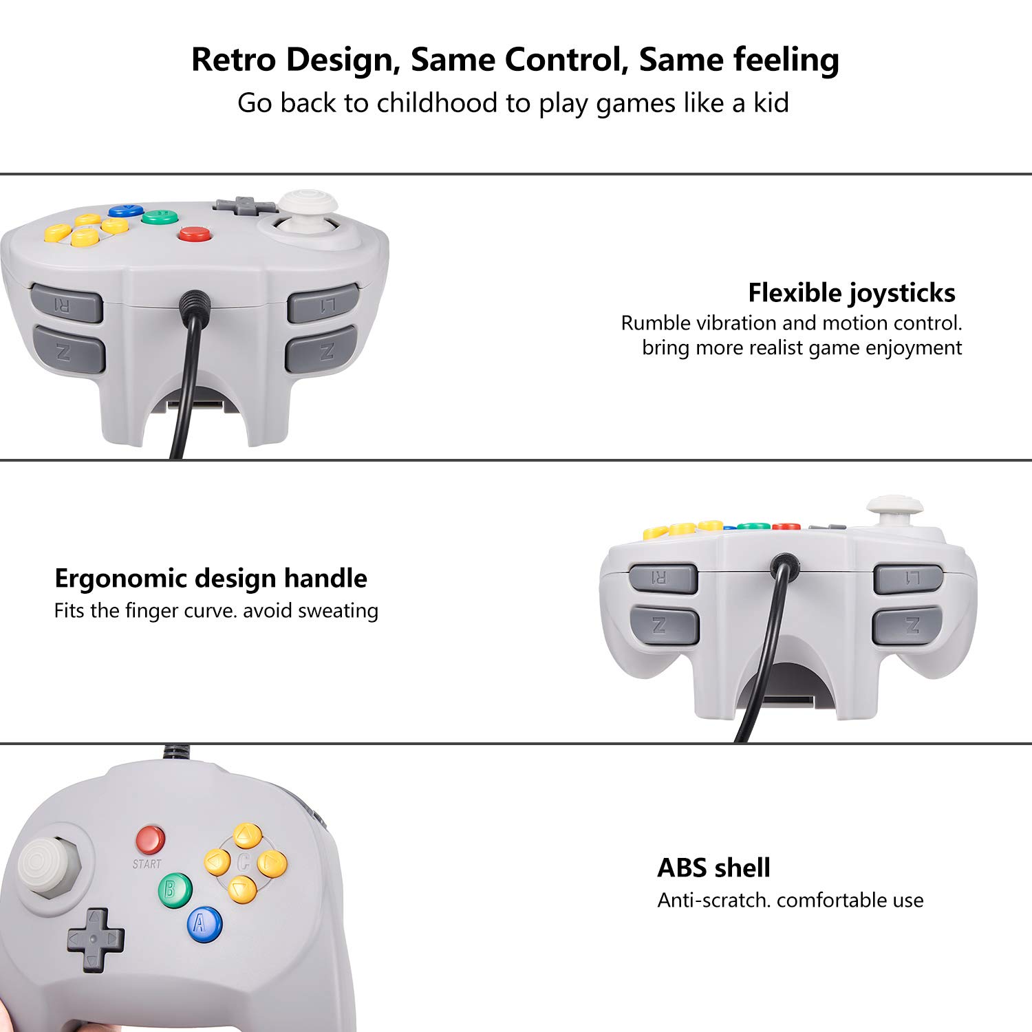 New Version 2 Pack N64 Controller - Plug & Play Gamepad Joystick for Nintendo 64 (Non-USB) - Perfect for Retro Gaming & Multiplayer Sessions