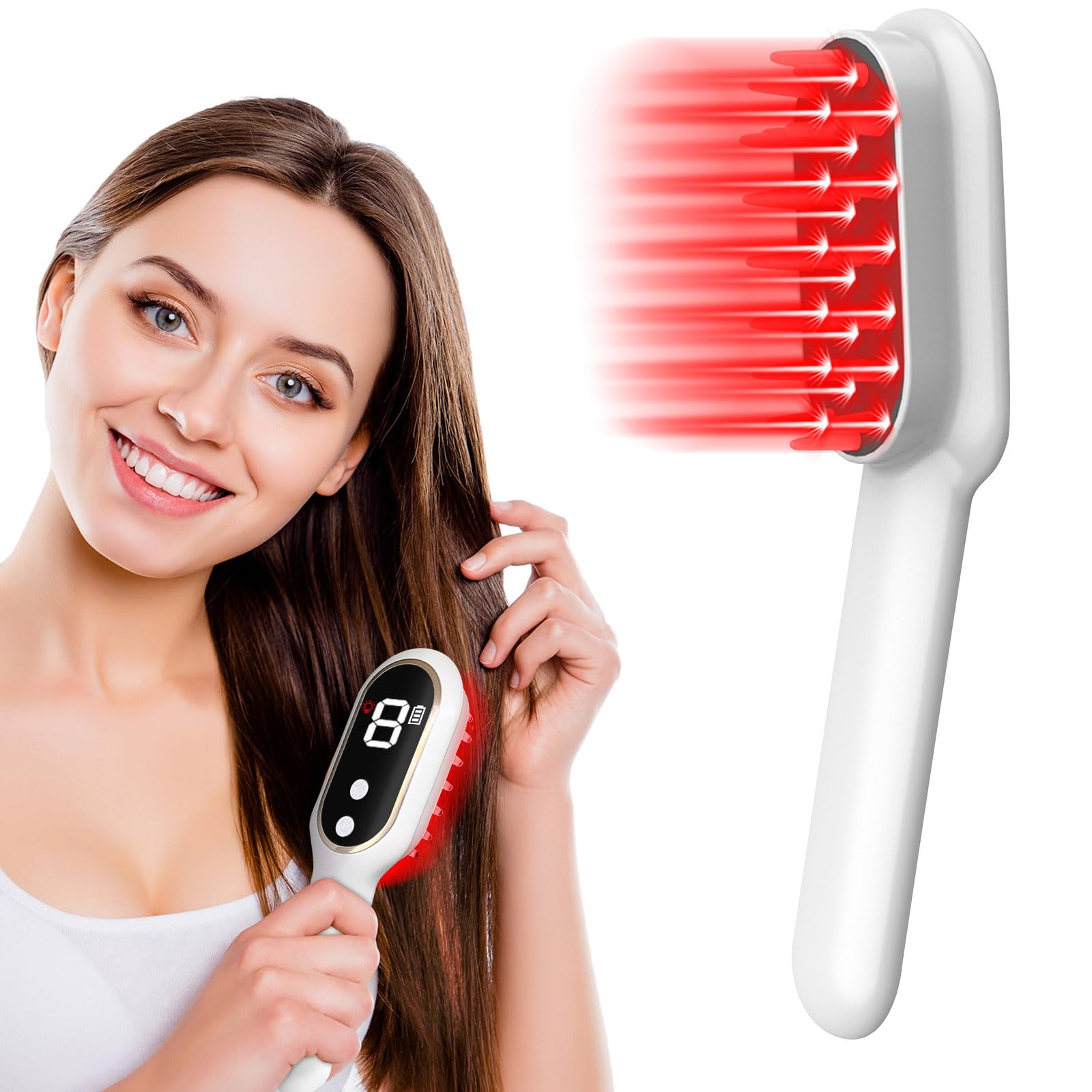 Laser Hair Growth Comb for Men & Women - FDA Cleared Red Light Therapy Hair Regrowth Treatment, Electric Scalp Massager for Thicker Hair & Alopecia Relief | Home Use, Salon Treatment & Hair Care Routine
