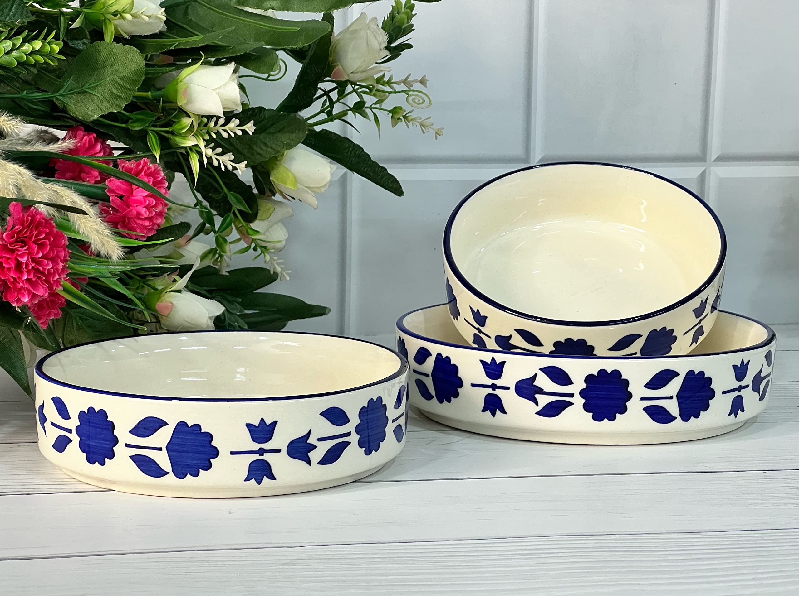 Praahi Lifestyle 3-Piece Ceramic Salad Bowl Set - 5.5