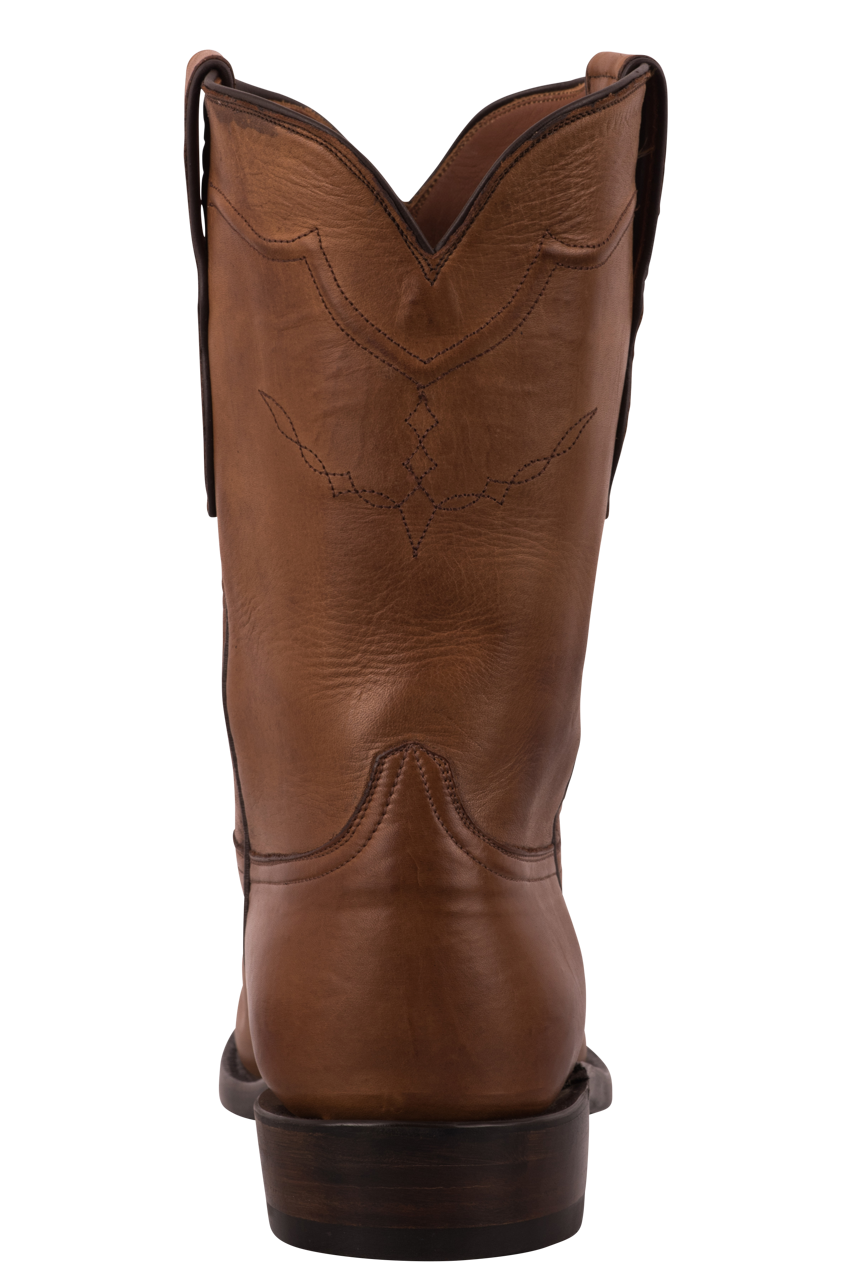 Black Jack Burnished Roper Boots for Men - Peanut Brown Western Cowboy Boots | Durable Leather Riding Boots for Country, Ranch & Outdoor Work
