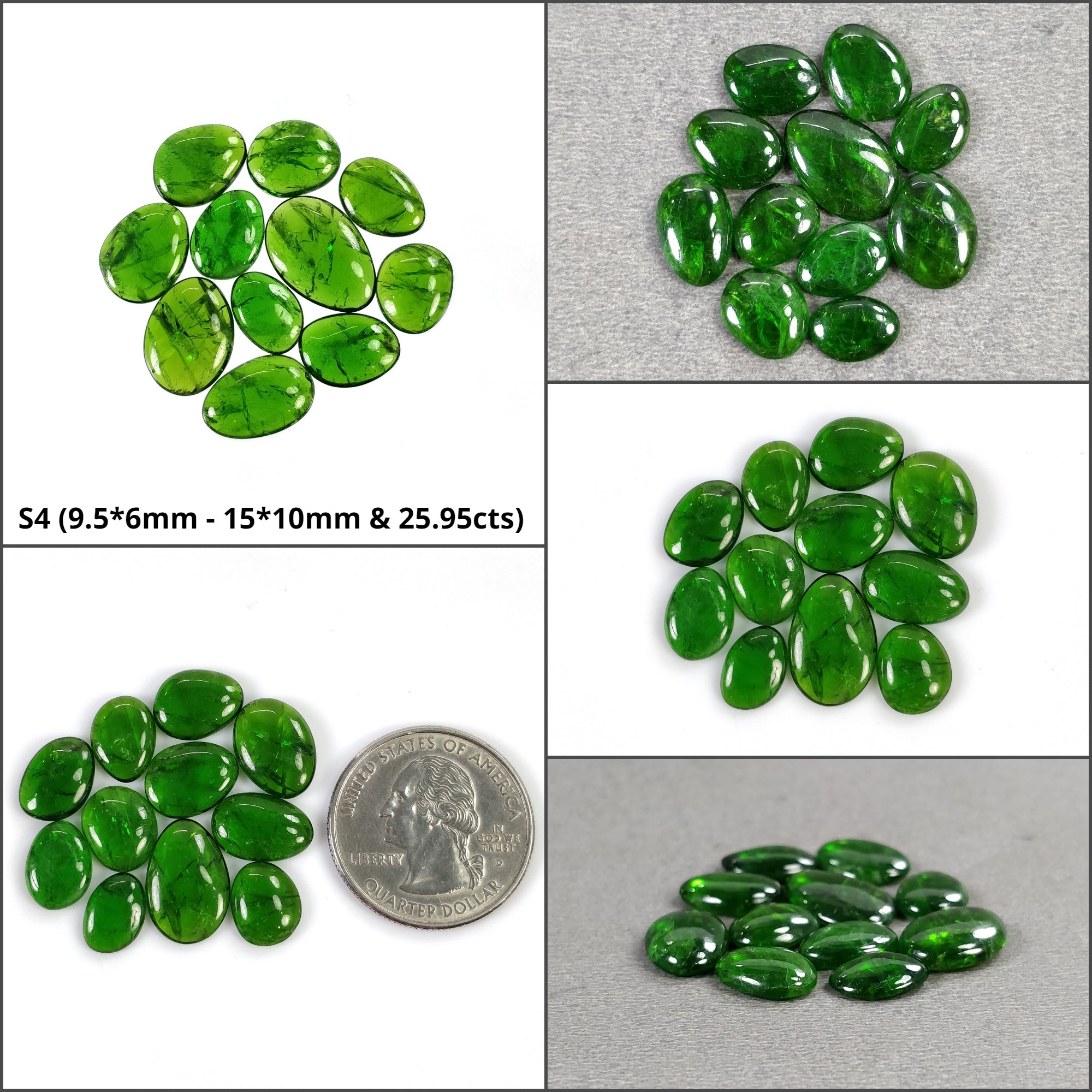 Natural Chrome Diopside Gemstone Cabochon - Green Diopside Rough Shape Cabochon Lot (7pcs, 10pcs, 11pcs, 12pcs, 13pcs) for Jewelry Making, Wire Wrapping & Crystal Healing