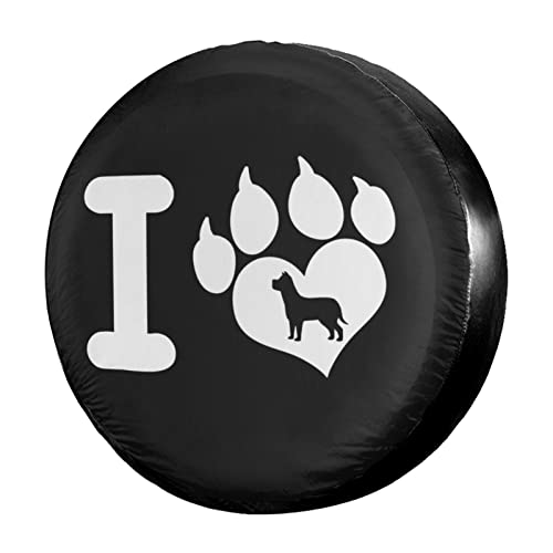 I Love With Black Heart Paw Print Dog