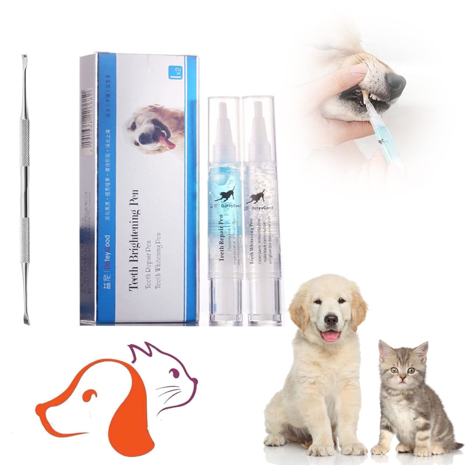 Natural Pet Teeth Cleaning Kit for Dogs & Cats - Dental Tartar Remover, Tooth Scaler & Beauty Toothbrush Set | At-Home Oral Care for Fresh Breath & Healthy Gums